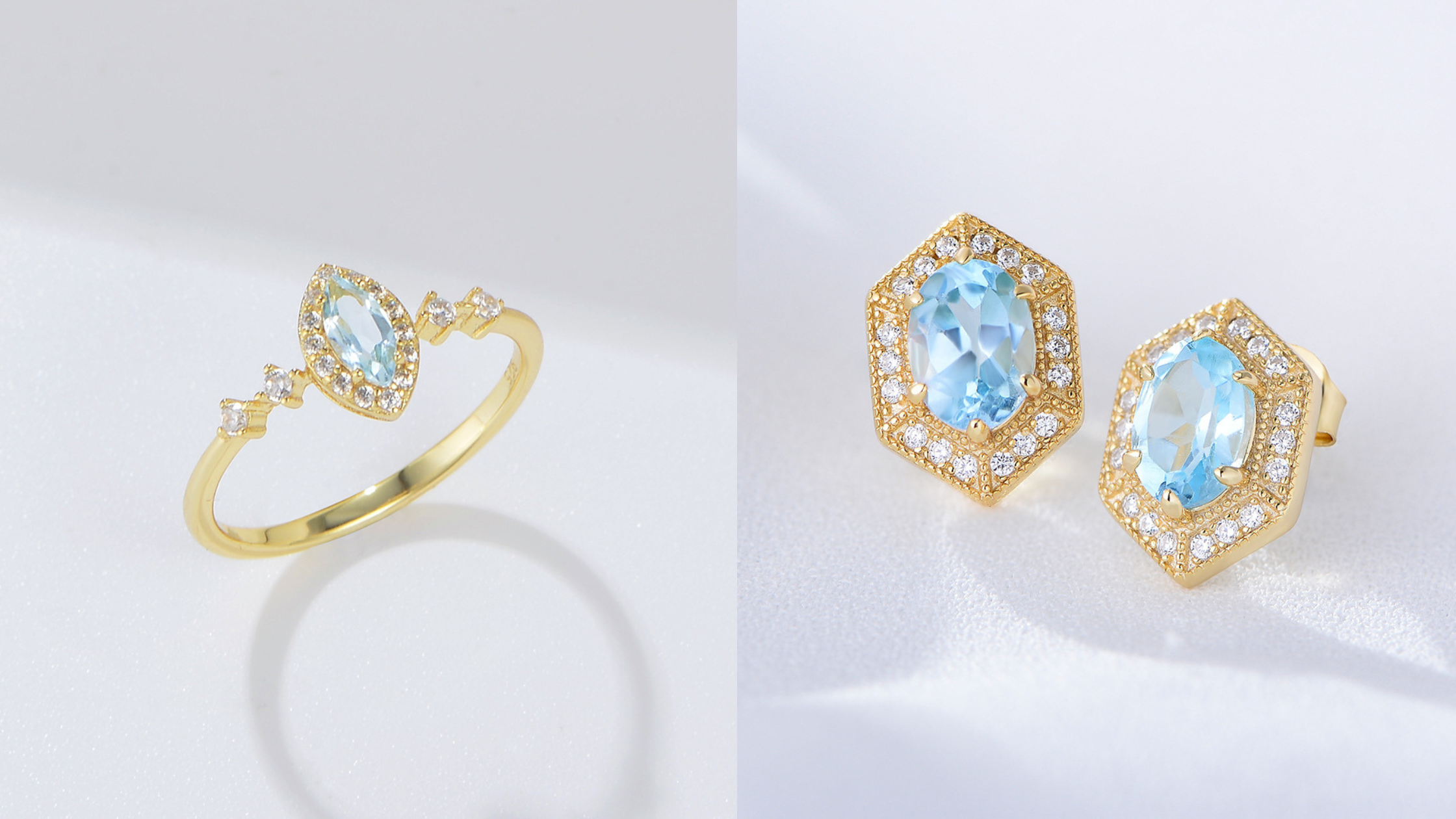 Celestial Aqua Jewelry Set β Ring & Earring Duo