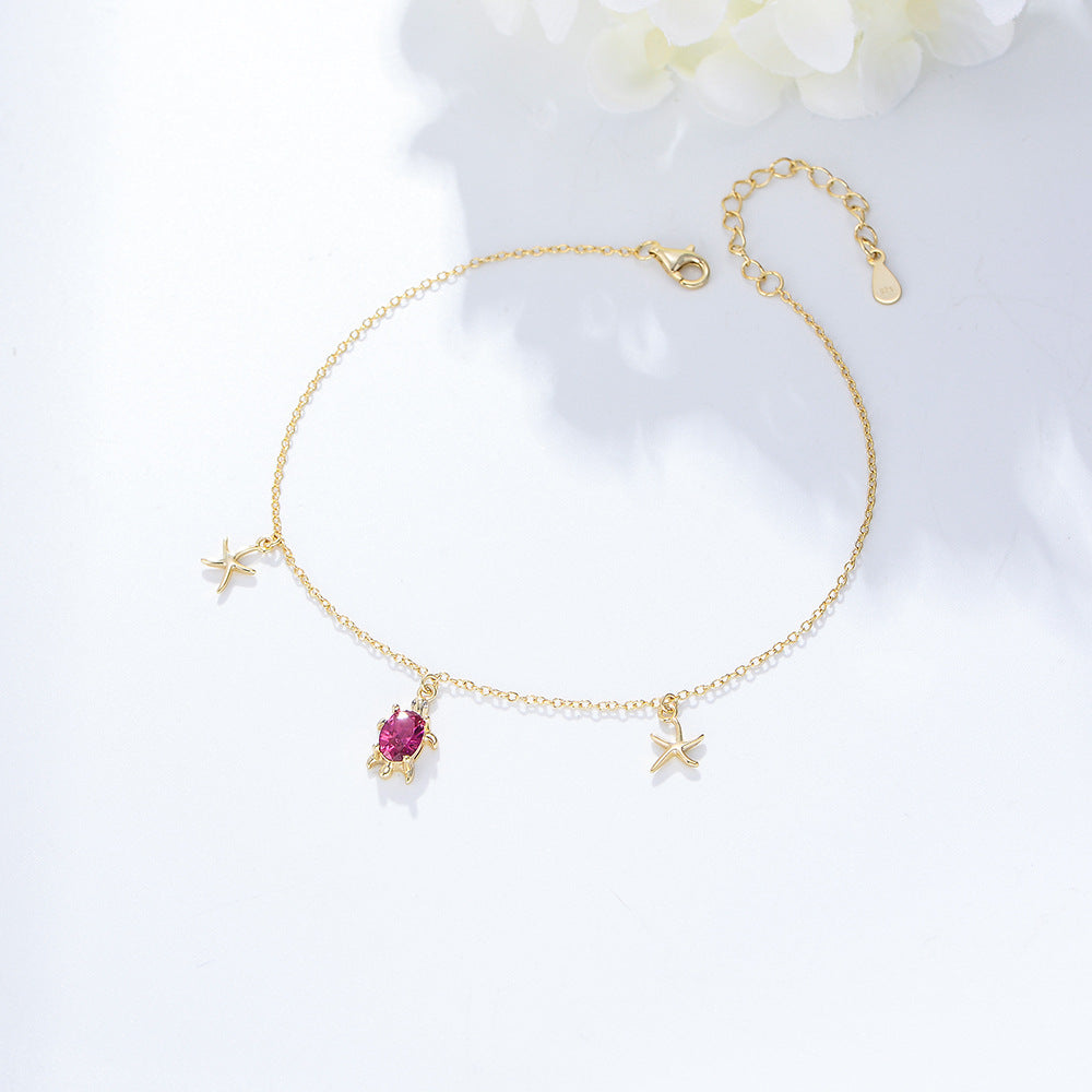 The Azure Blossom & Ruby Reef Anklet Duo