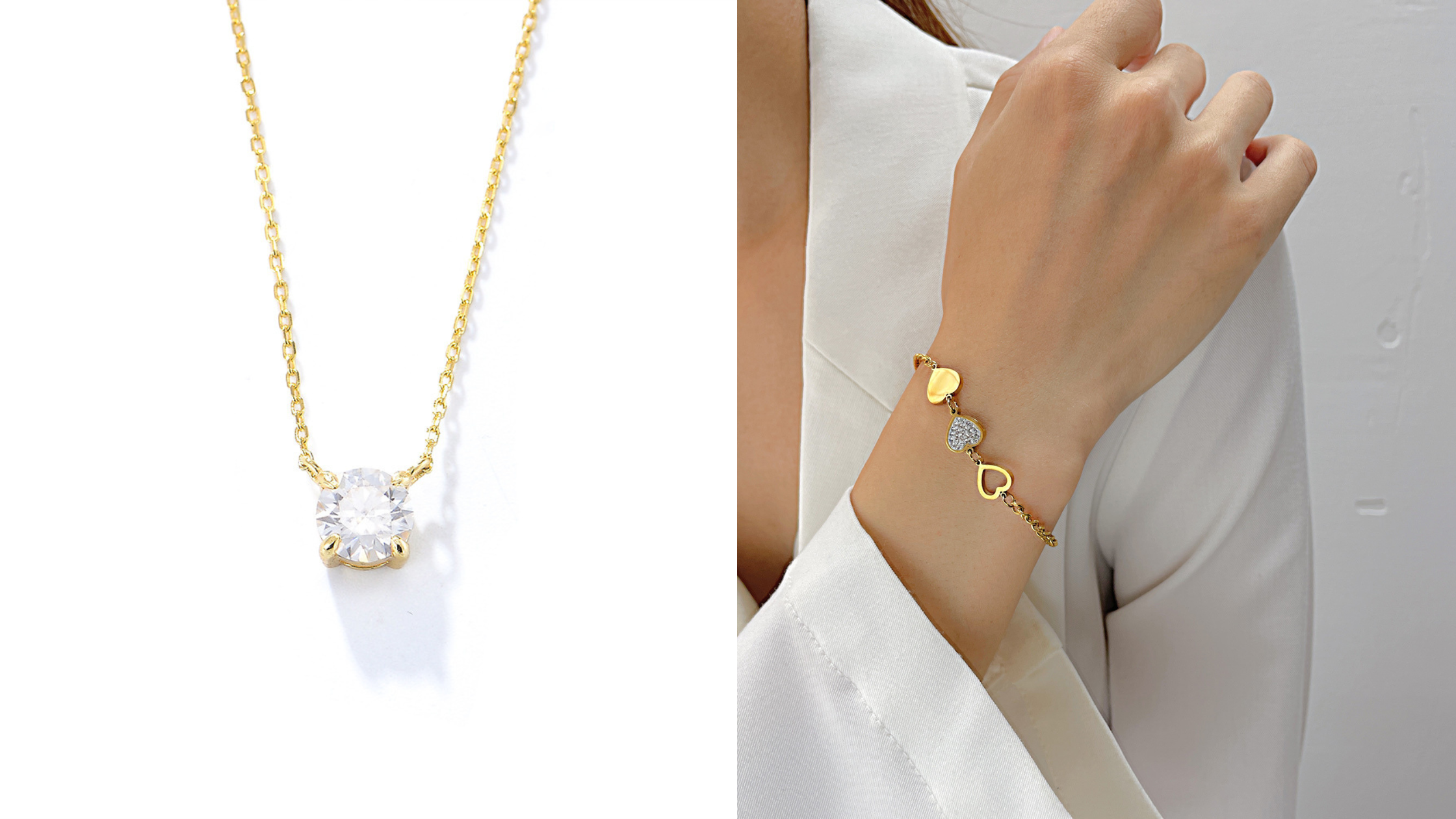 Timeless Sparkle Set - Solitaire Necklace & Heart Charm Bracelet 💎