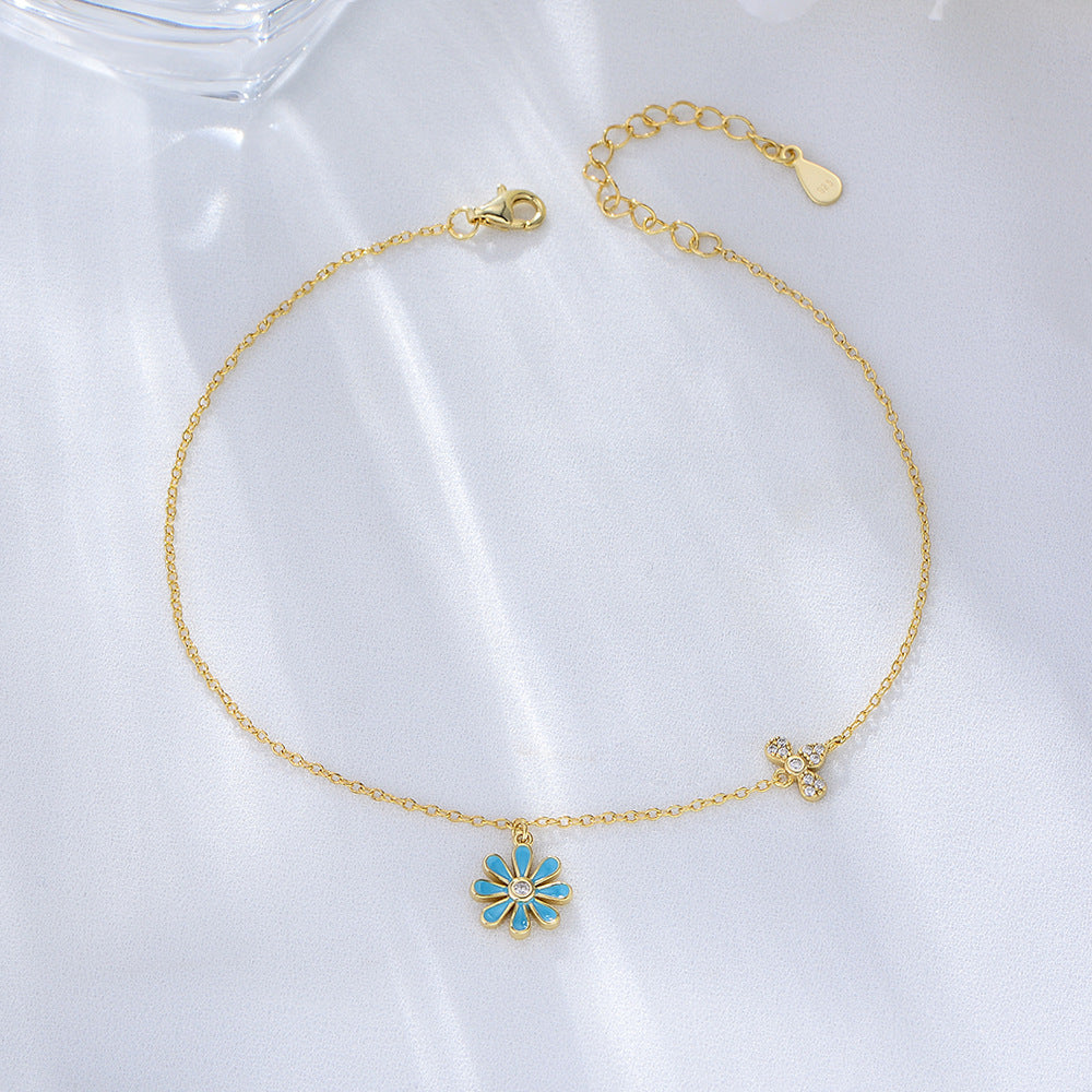 The Azure Blossom & Ruby Reef Anklet Duo