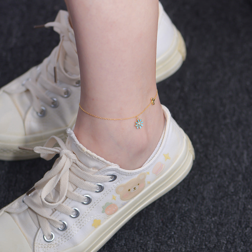 The Azure Blossom & Ruby Reef Anklet Duo