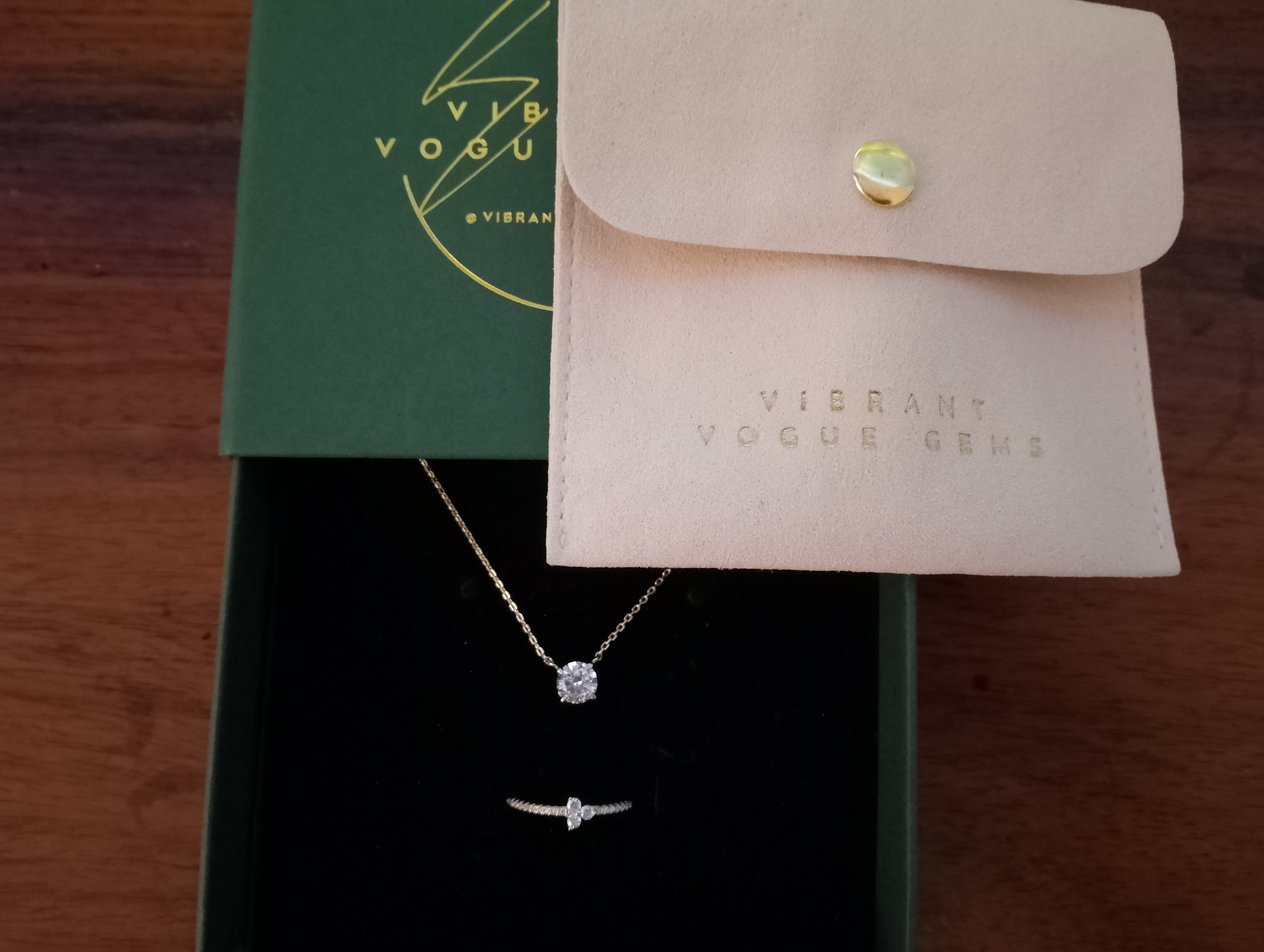 Radiant Glow Ensemble: Solitaire Necklace & Triple Radiance Gold Ring Bundle