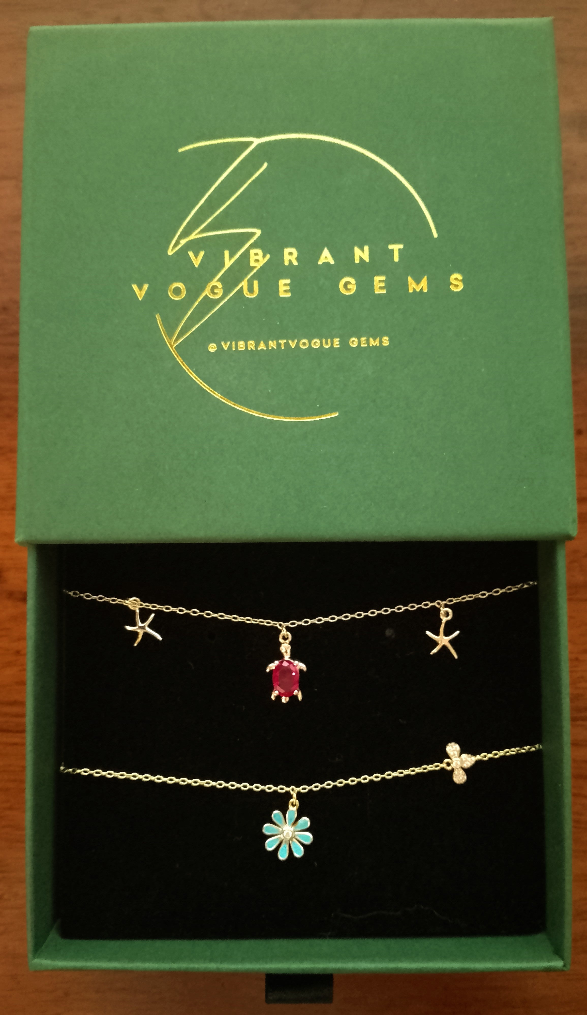 The Azure Blossom & Ruby Reef Anklet Duo