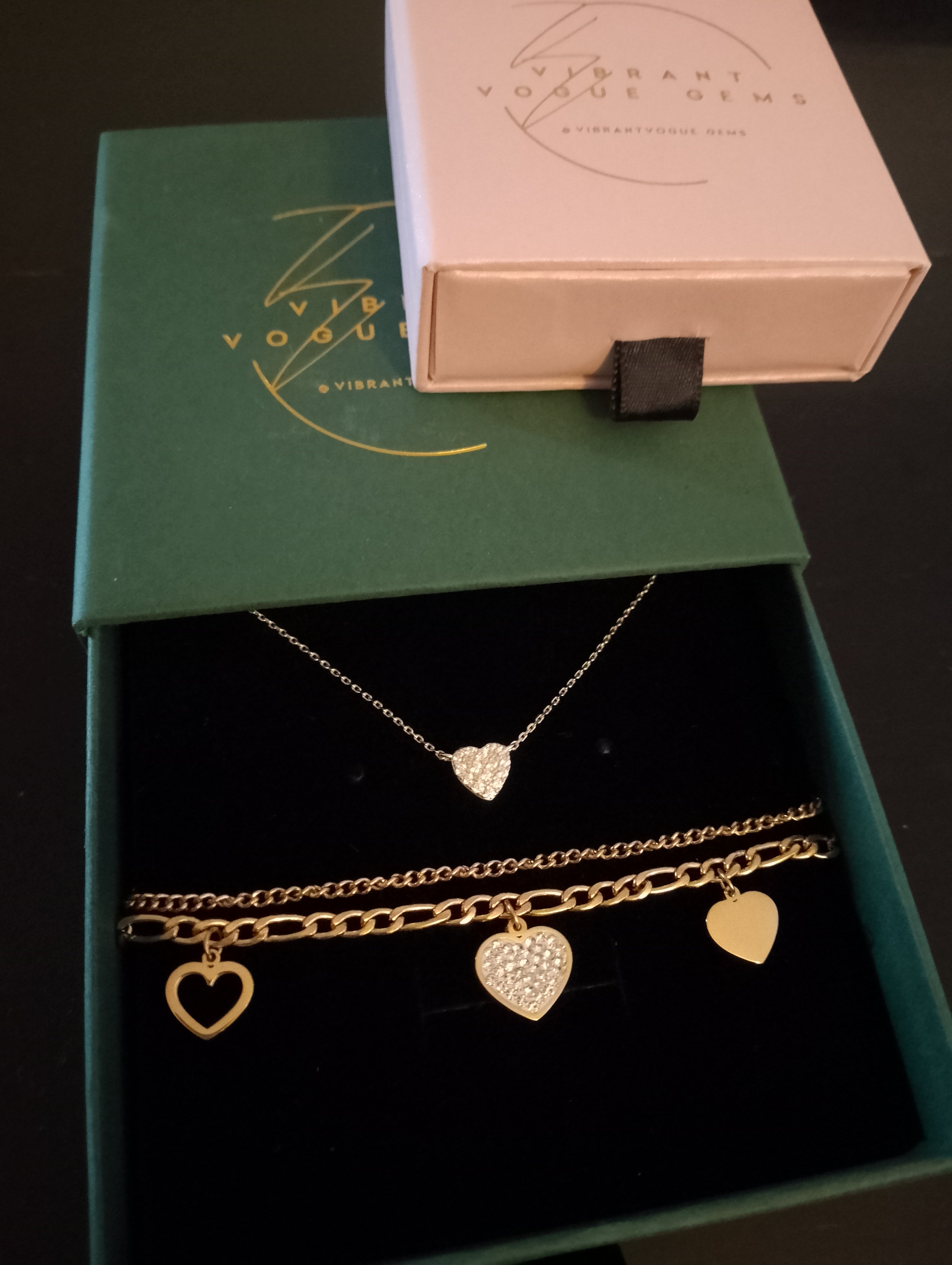 The Luxe Heart Charm Set