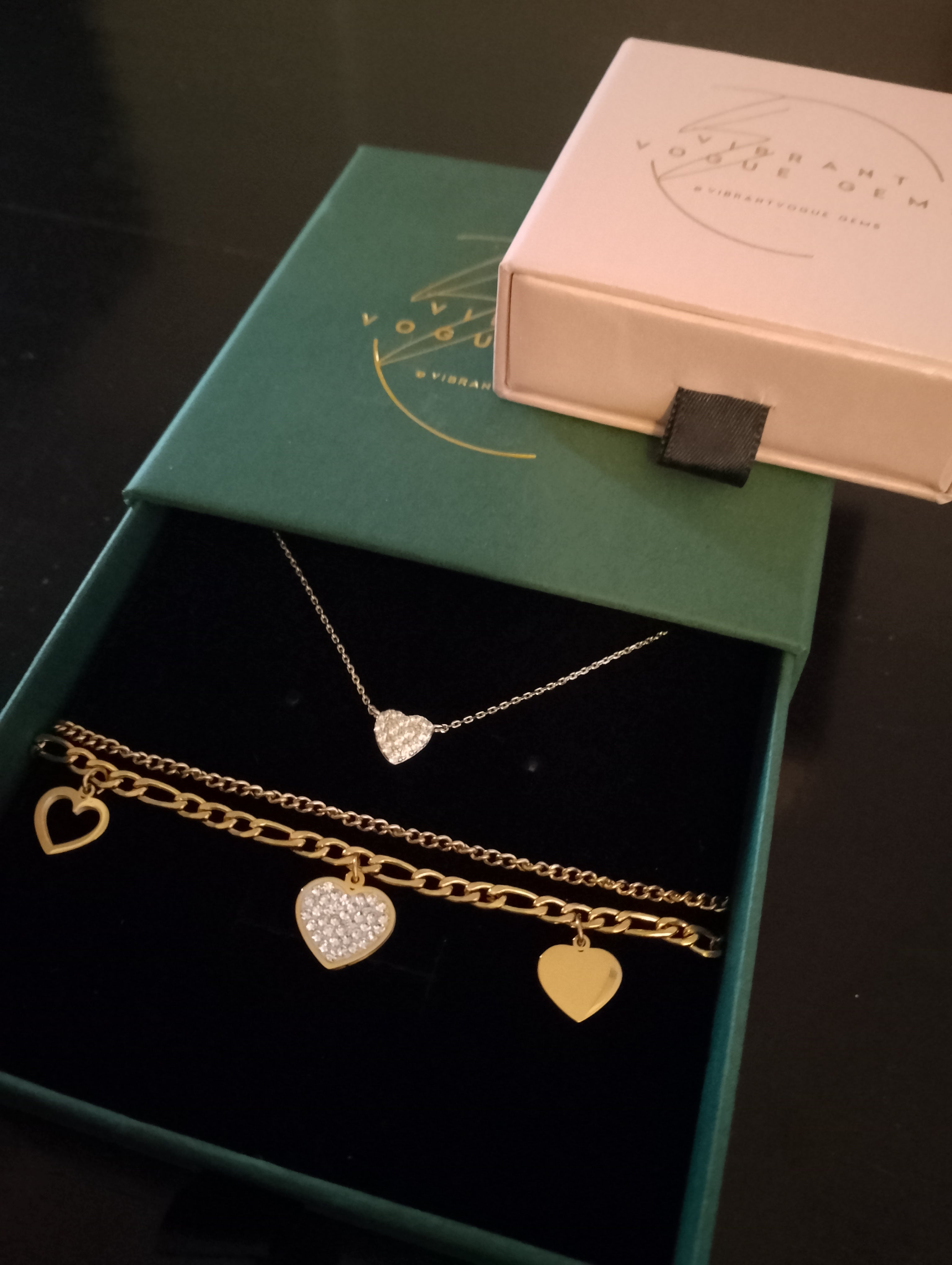 The Luxe Heart Charm Set