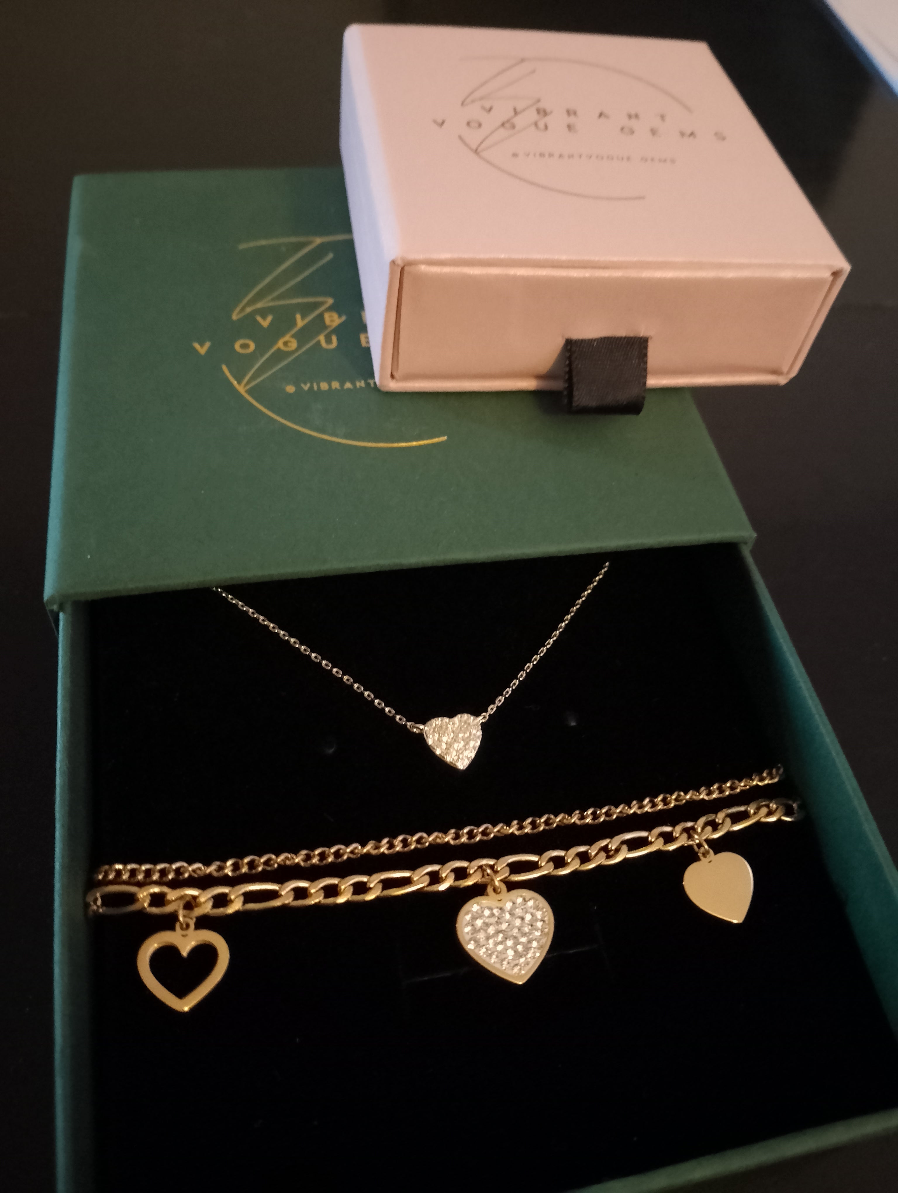 The Luxe Heart Charm Set