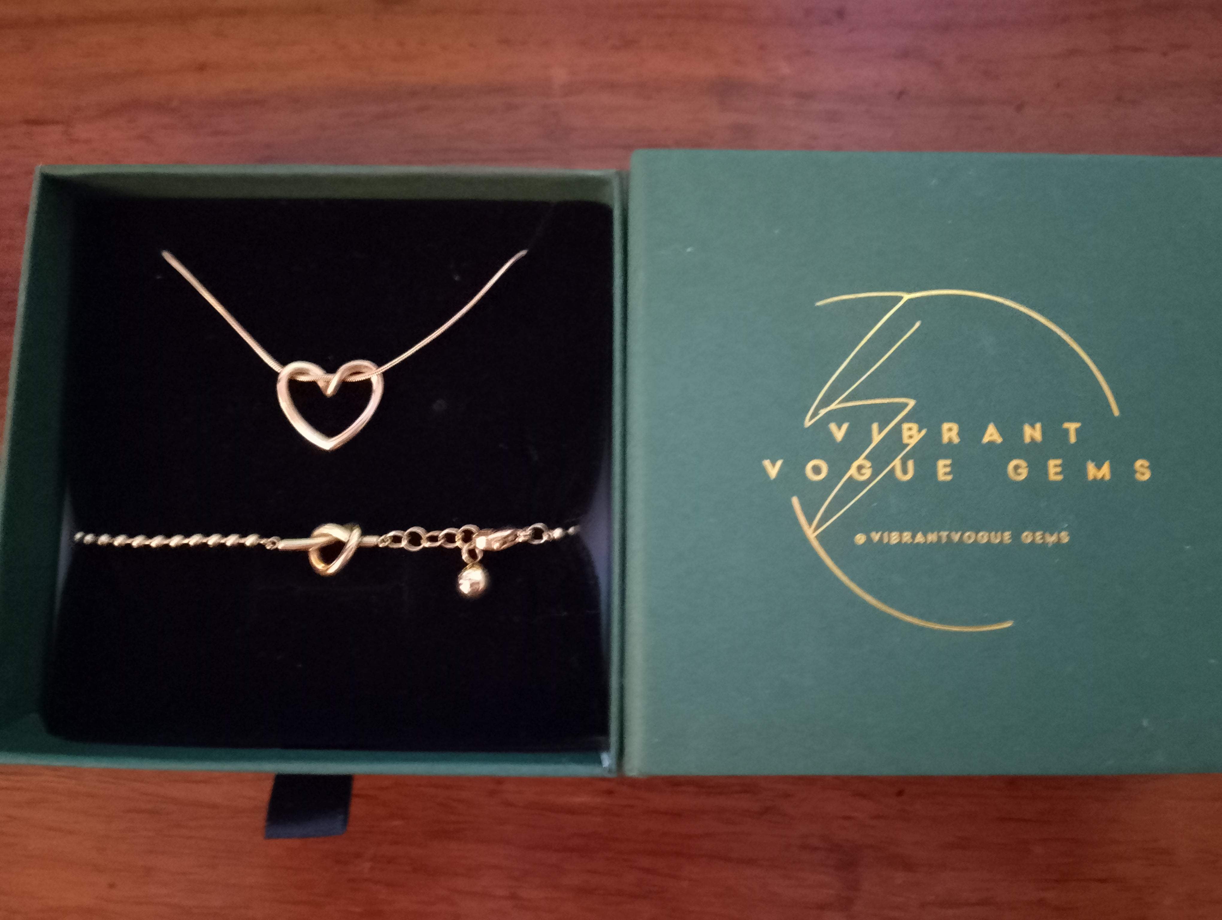 Golden Heart Necklace & Dainty Beaded Bracelet Bundle