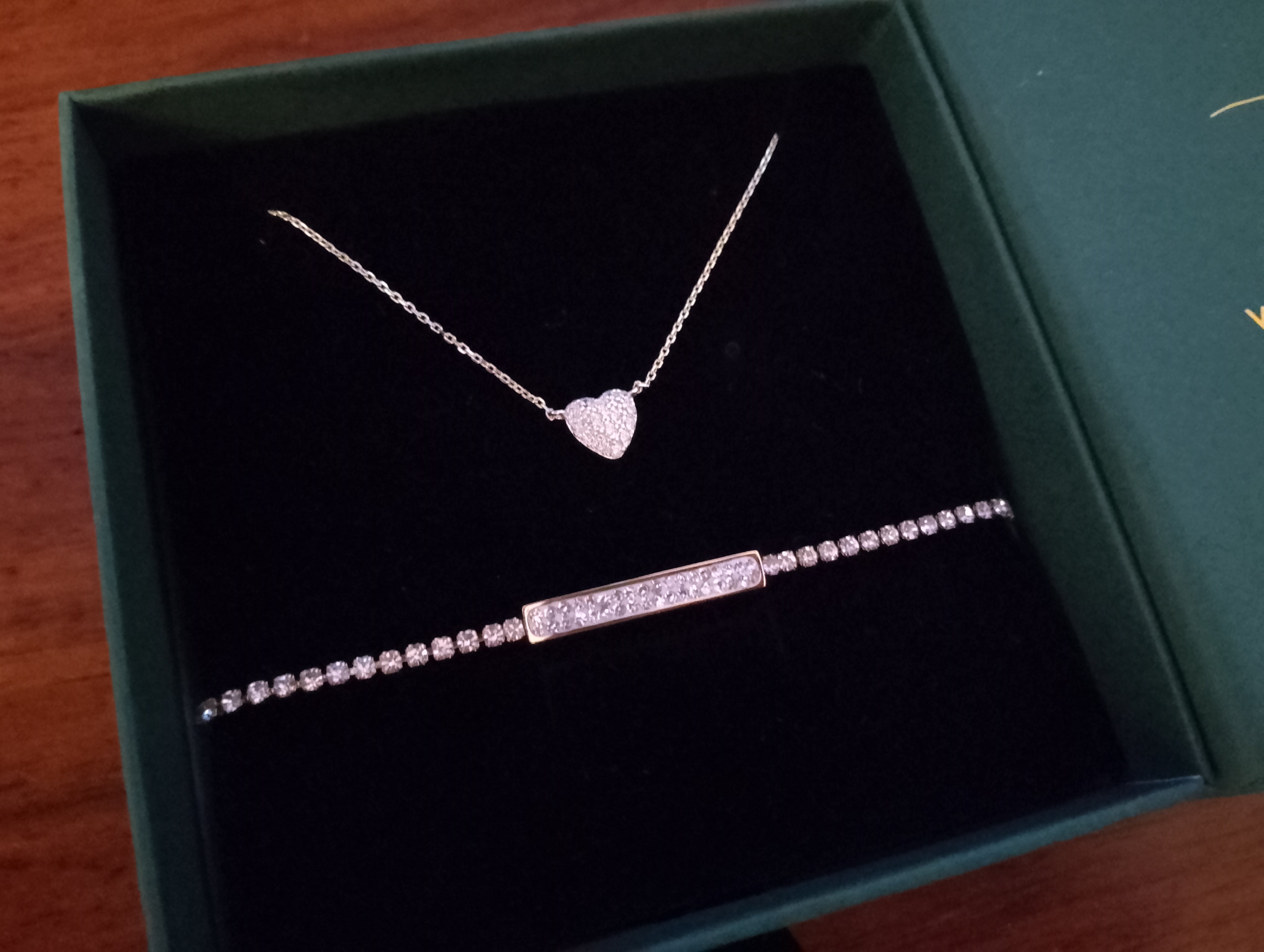 Sparkle & Shine Diamond Bracelet & Pave Heart Necklace Bundle
