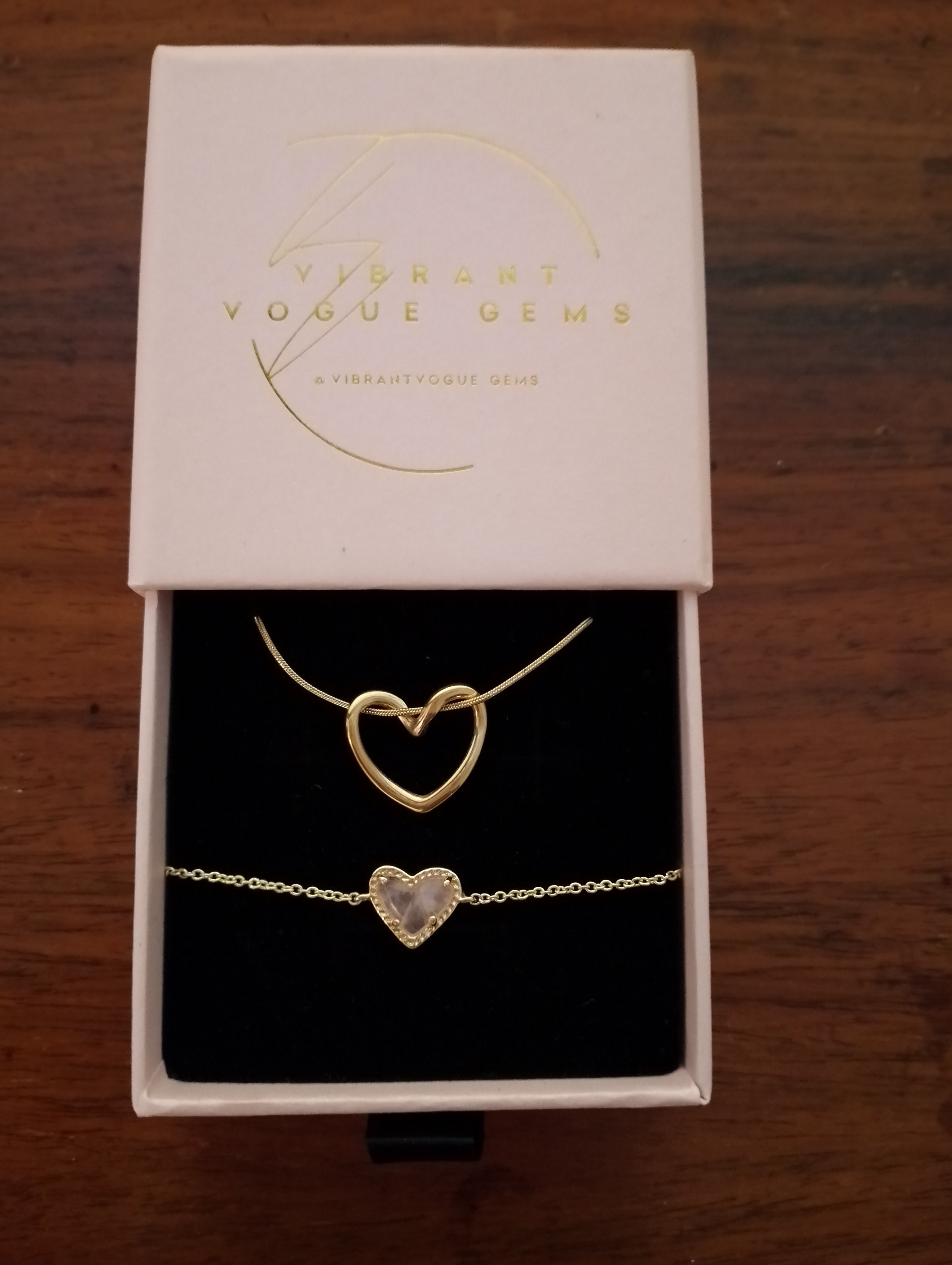 π Heart-to-Heart Necklace & Pink Quartz Love Bracelet Bundle π