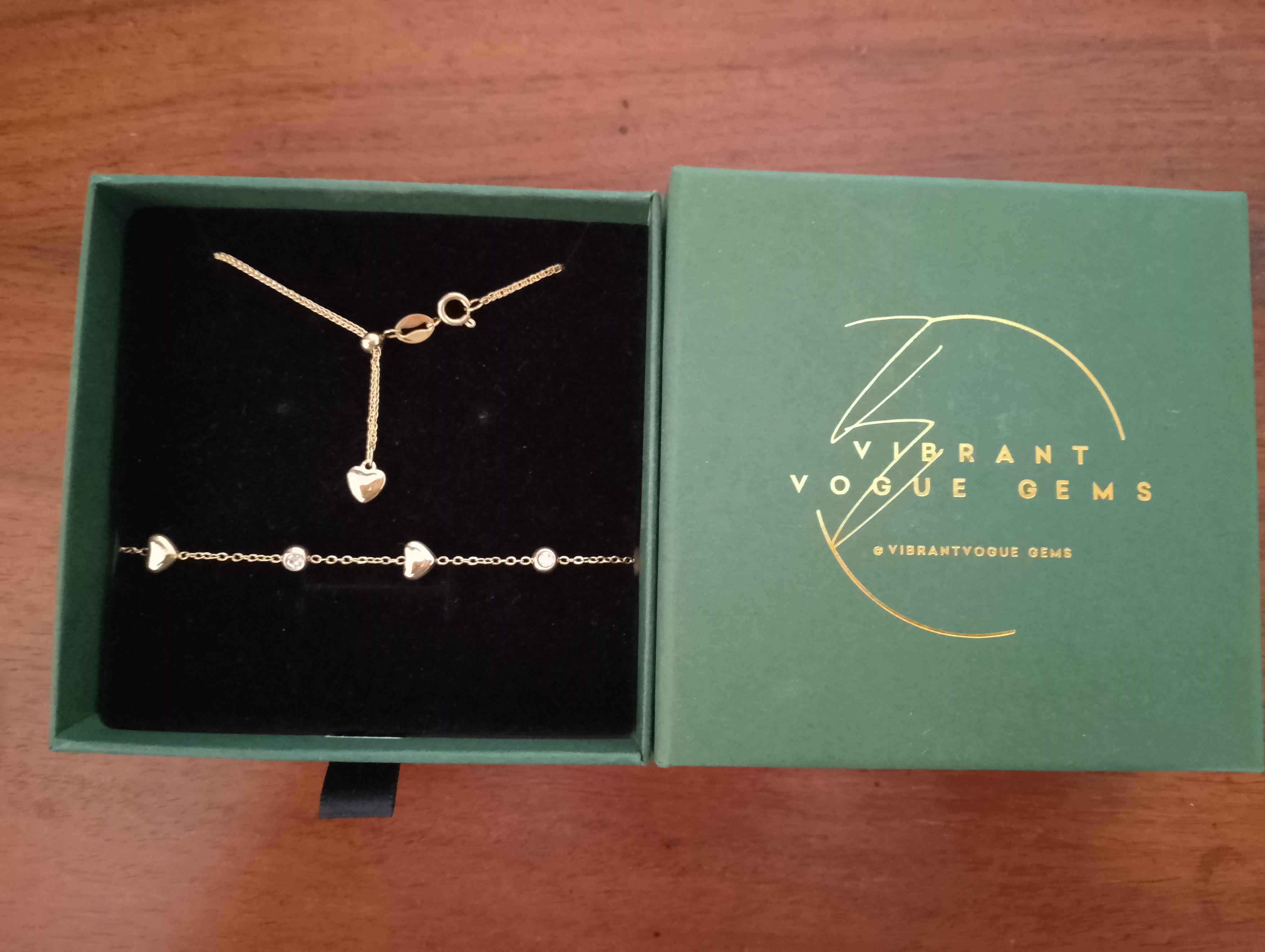 Radiant Hearts Duo - Lariat Necklace & Charm Bracelet Set 💛