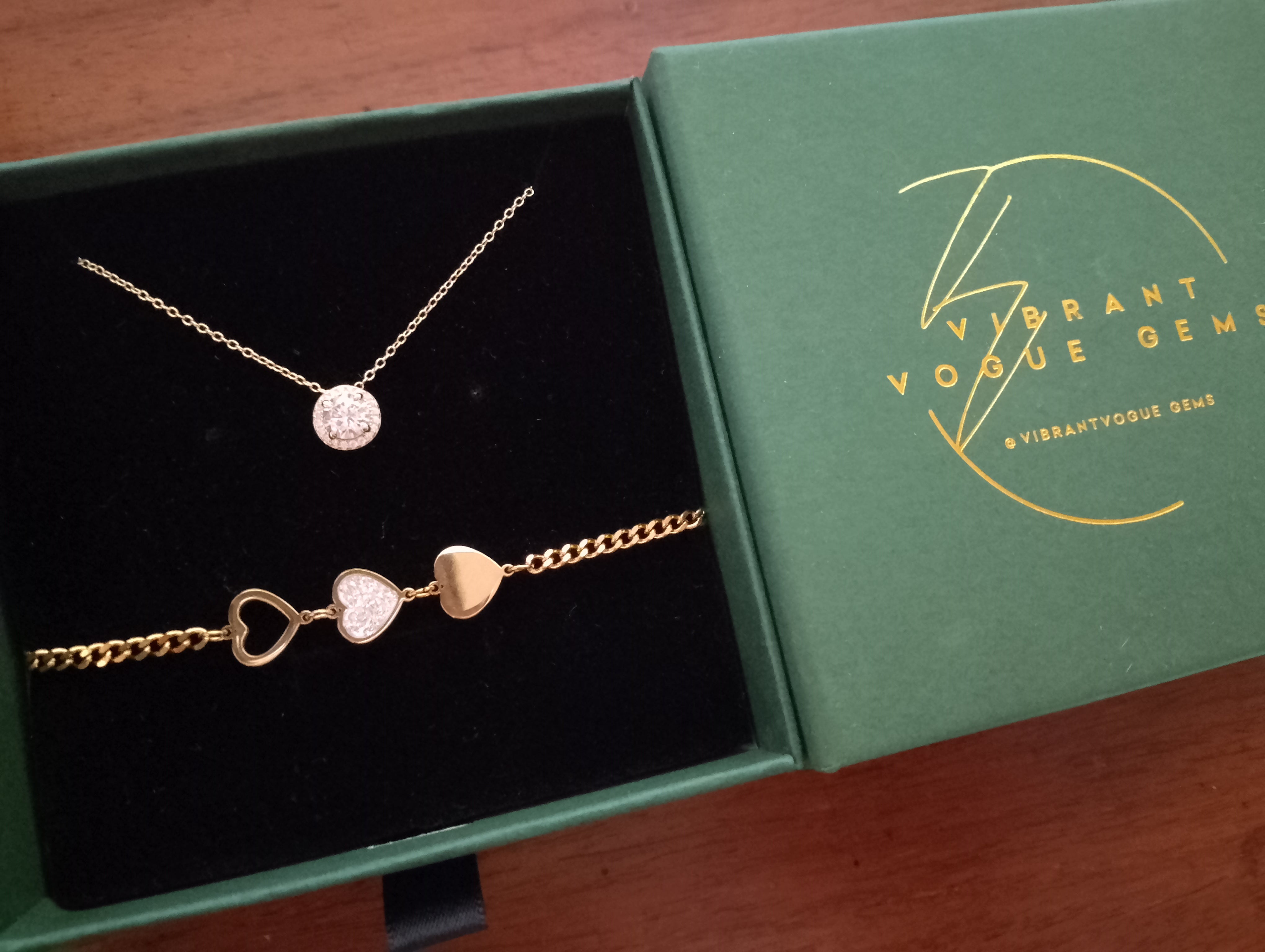 Timeless Sparkle Set - Solitaire Necklace & Heart Charm Bracelet 💎