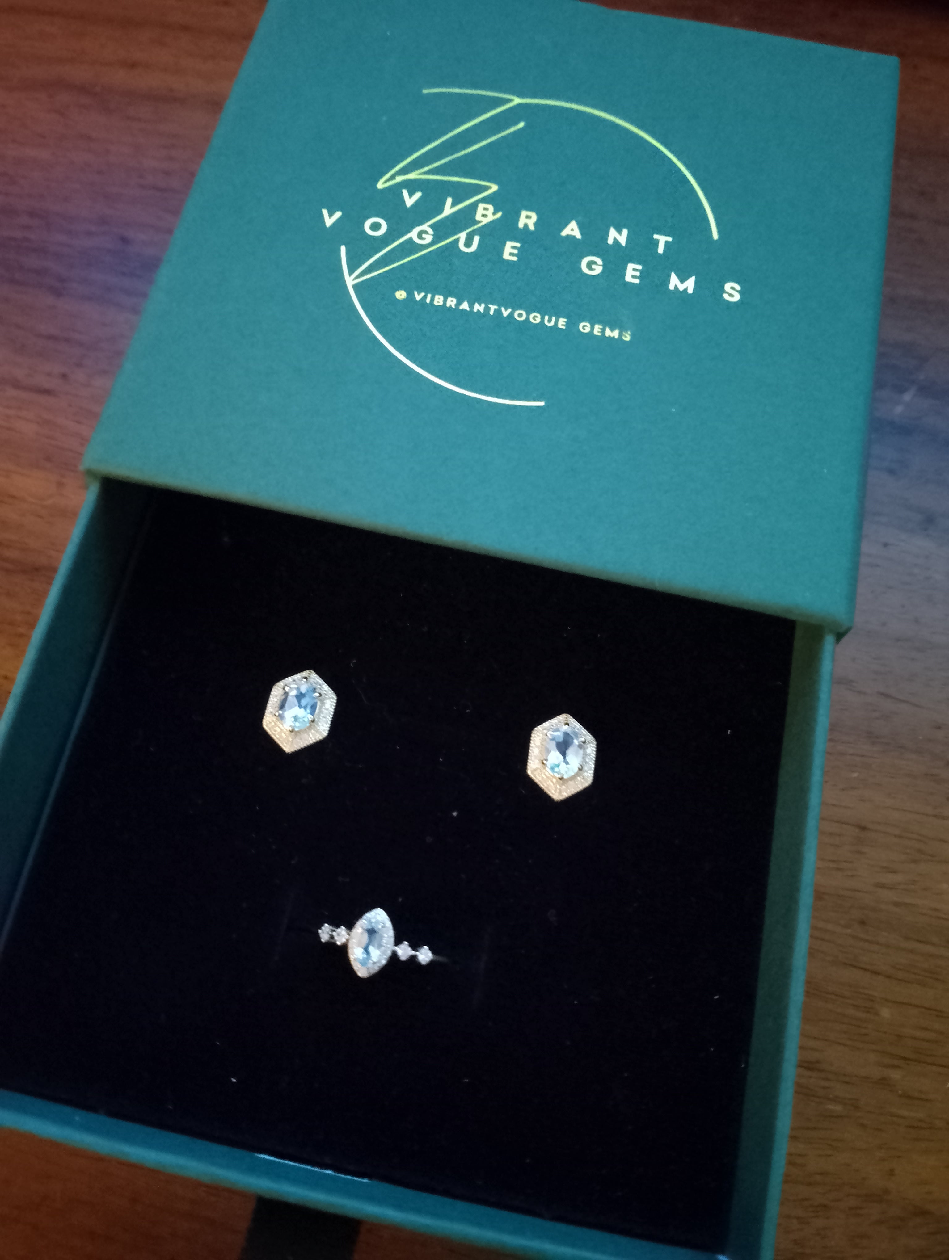 Celestial Aqua Jewelry Set β Ring & Earring Duo