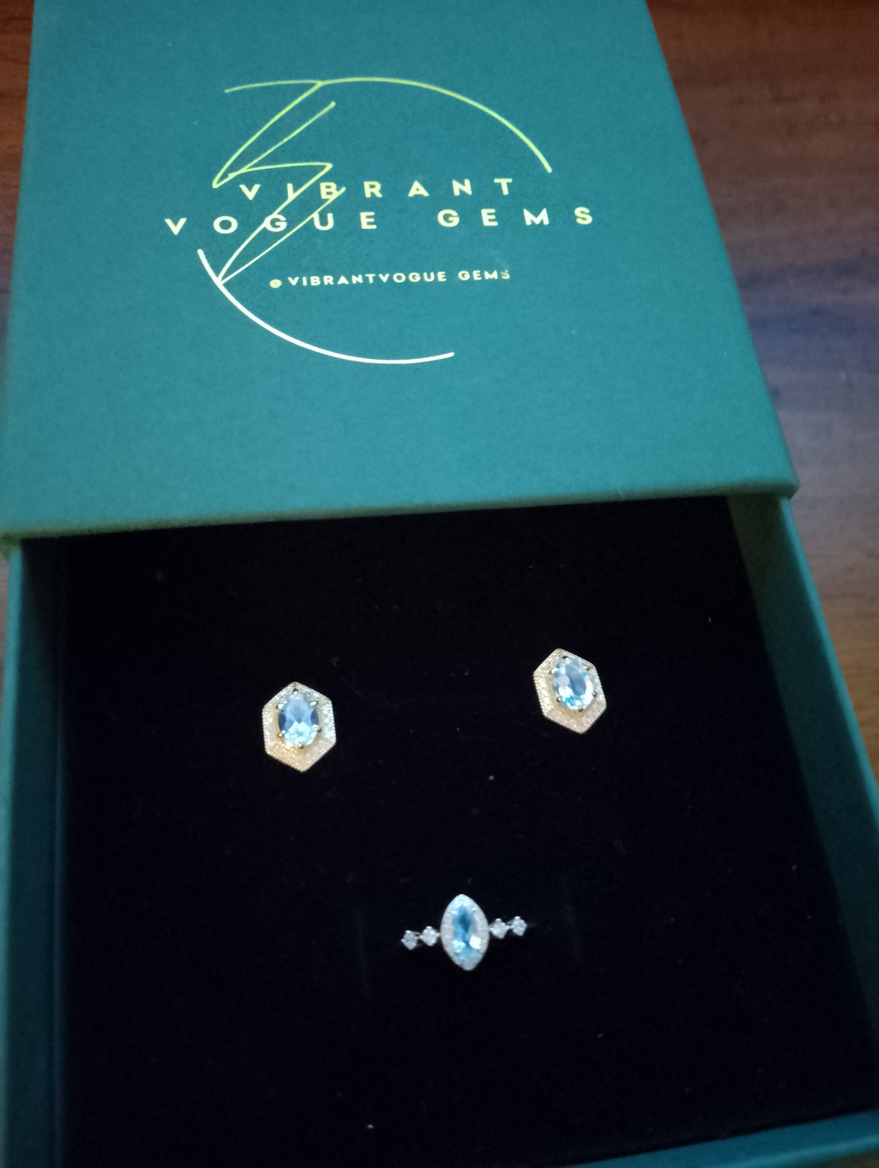 Celestial Aqua Jewelry Set β Ring & Earring Duo