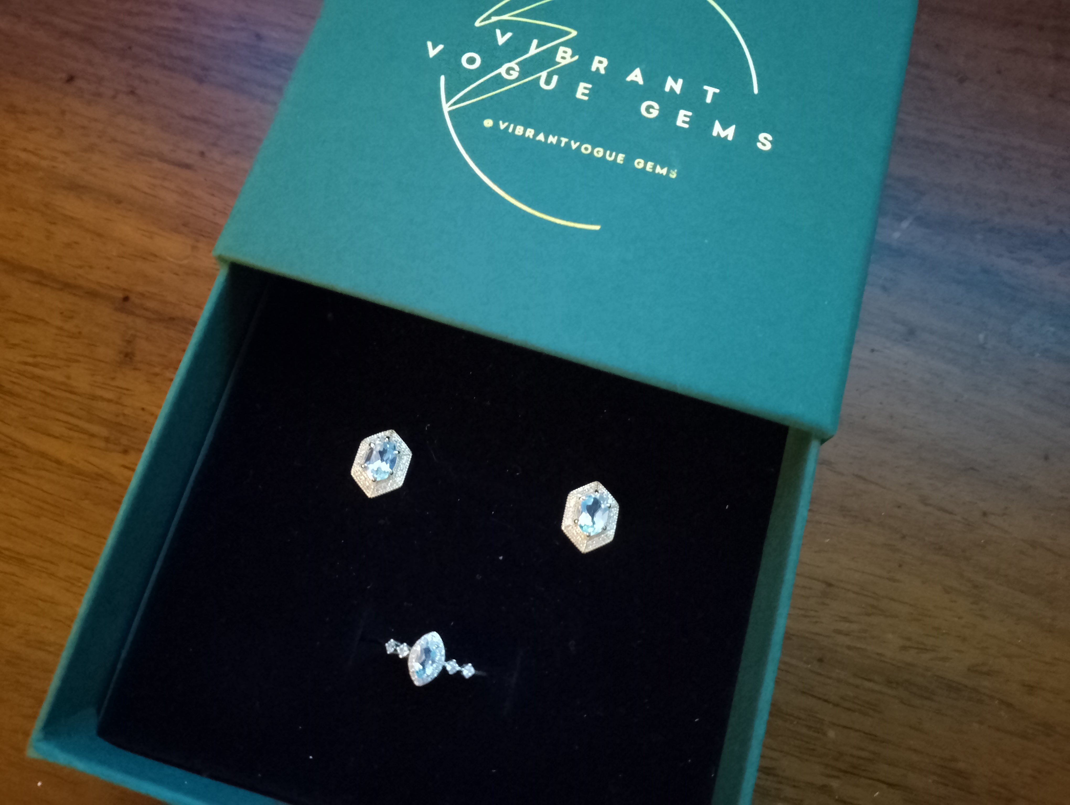 Celestial Aqua Jewelry Set β Ring & Earring Duo