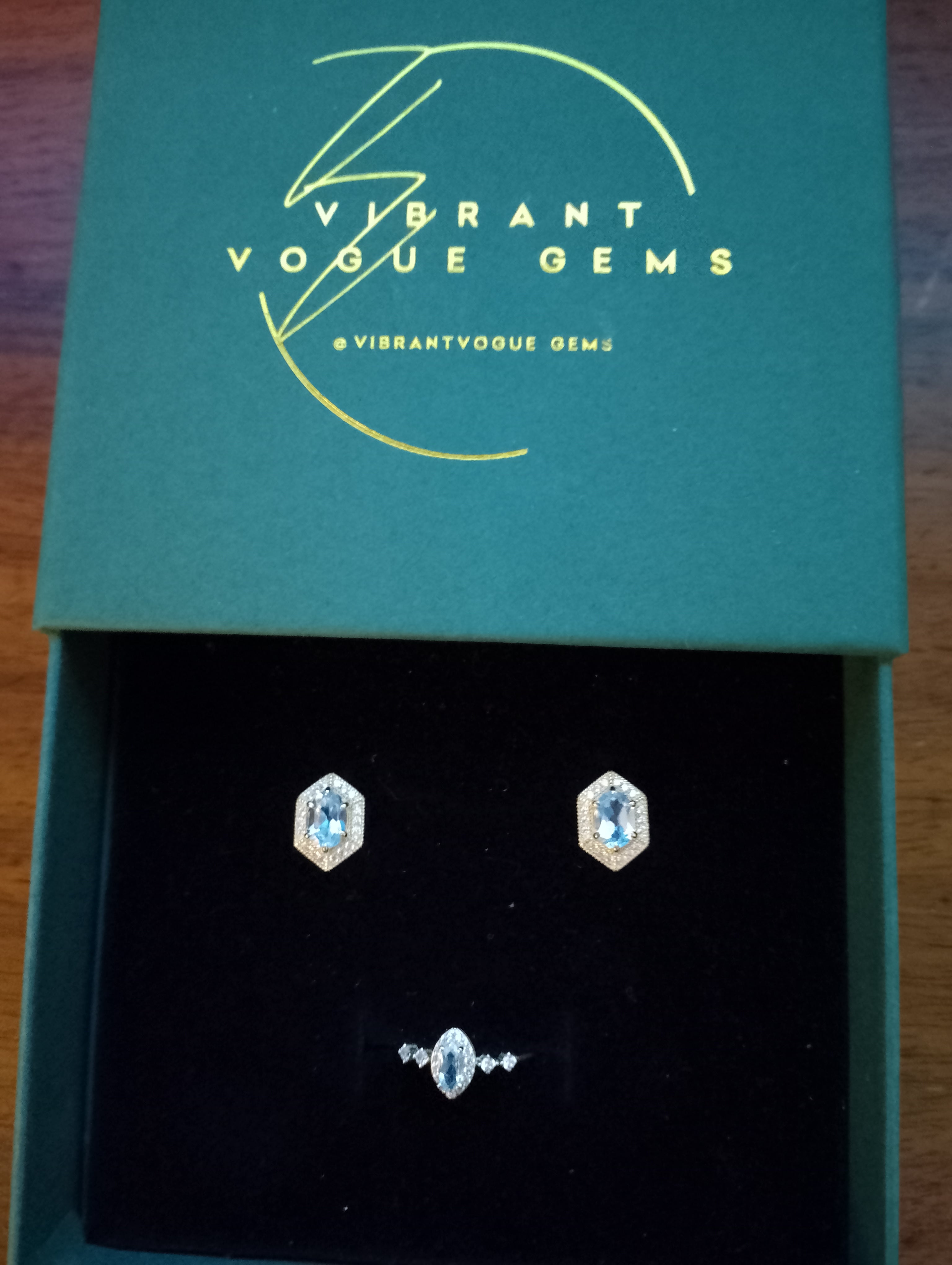 Celestial Aqua Jewelry Set β Ring & Earring Duo