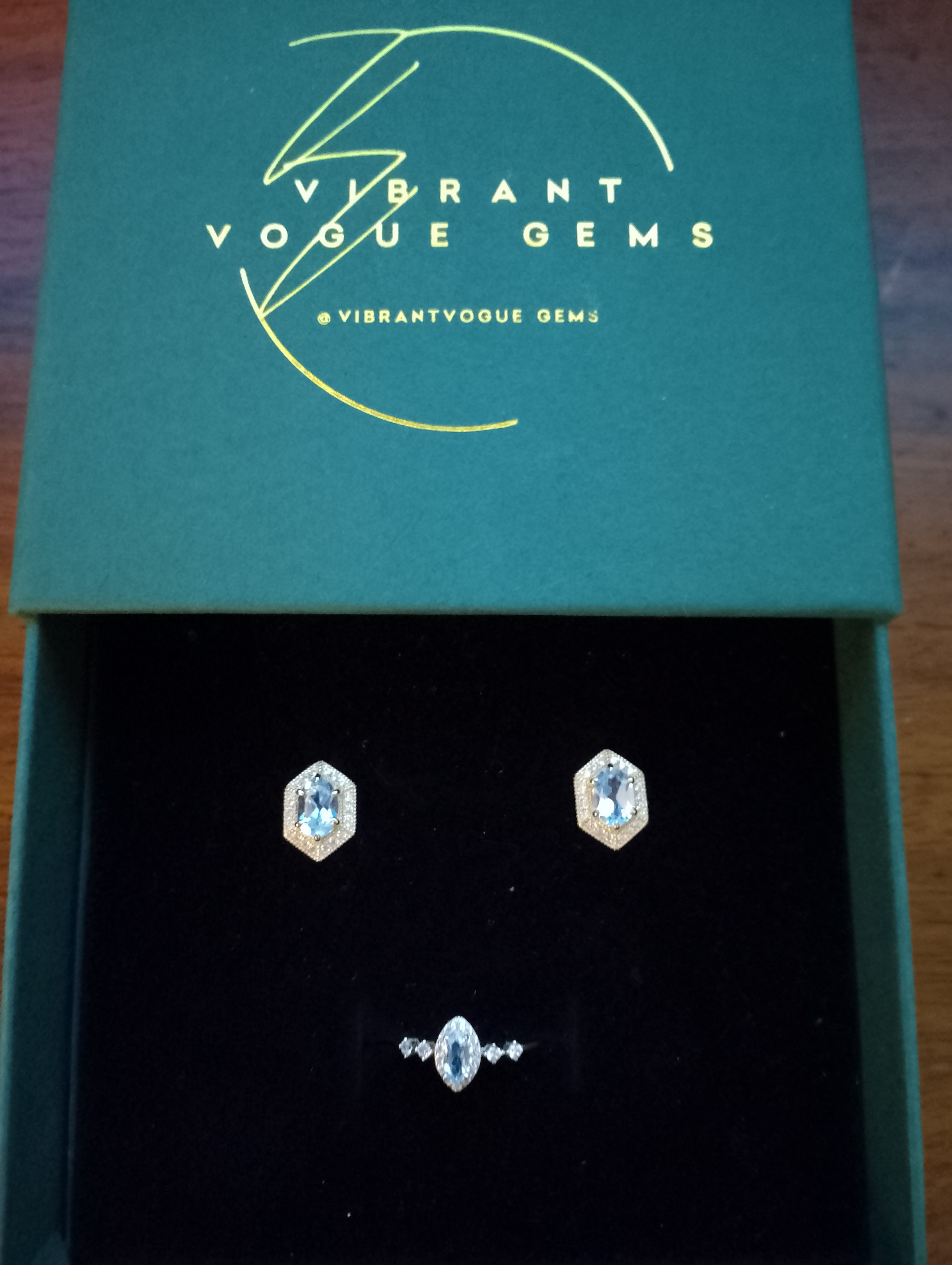Celestial Aqua Jewelry Set β Ring & Earring Duo