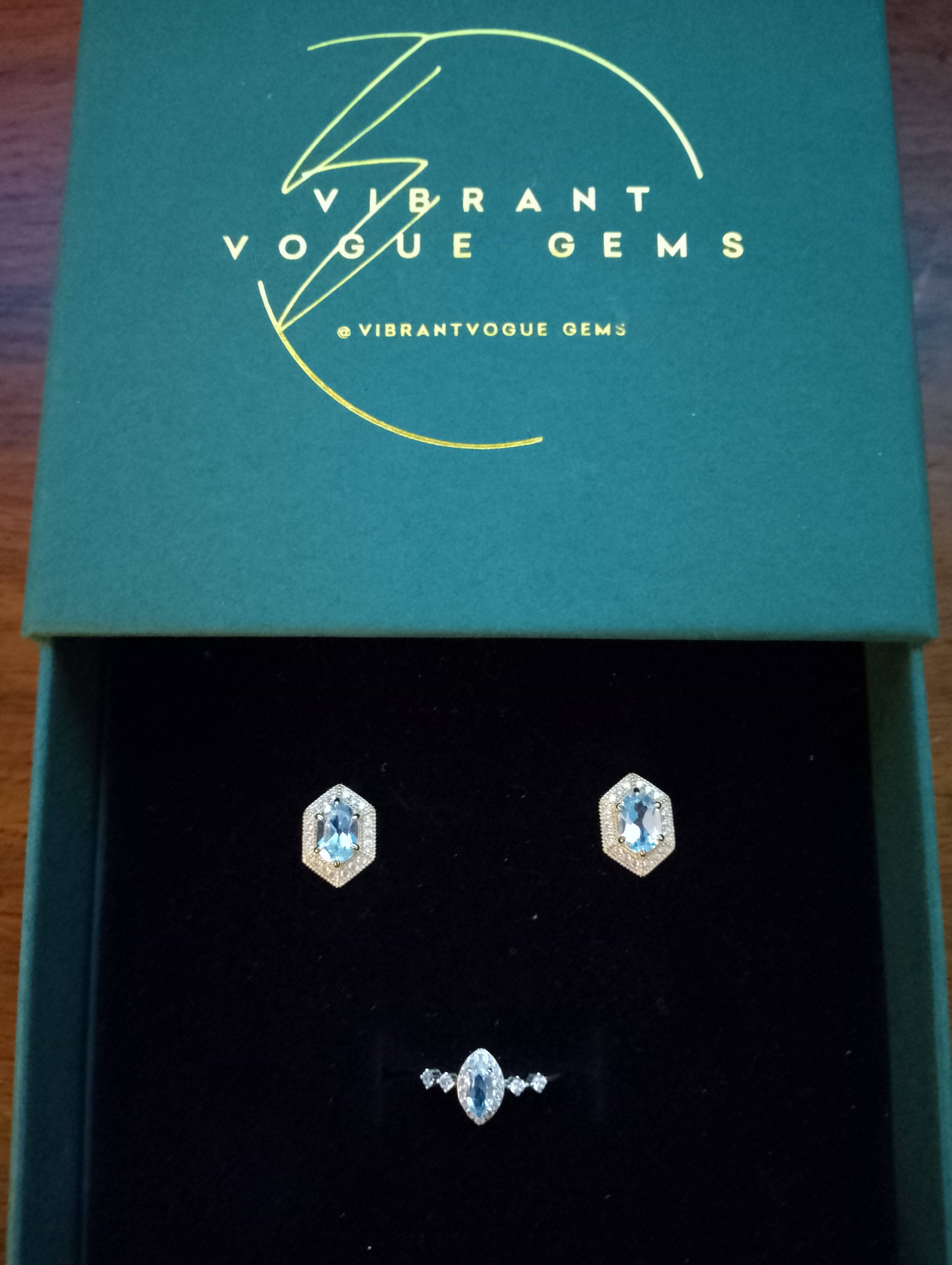 Celestial Aqua Jewelry Set β Ring & Earring Duo