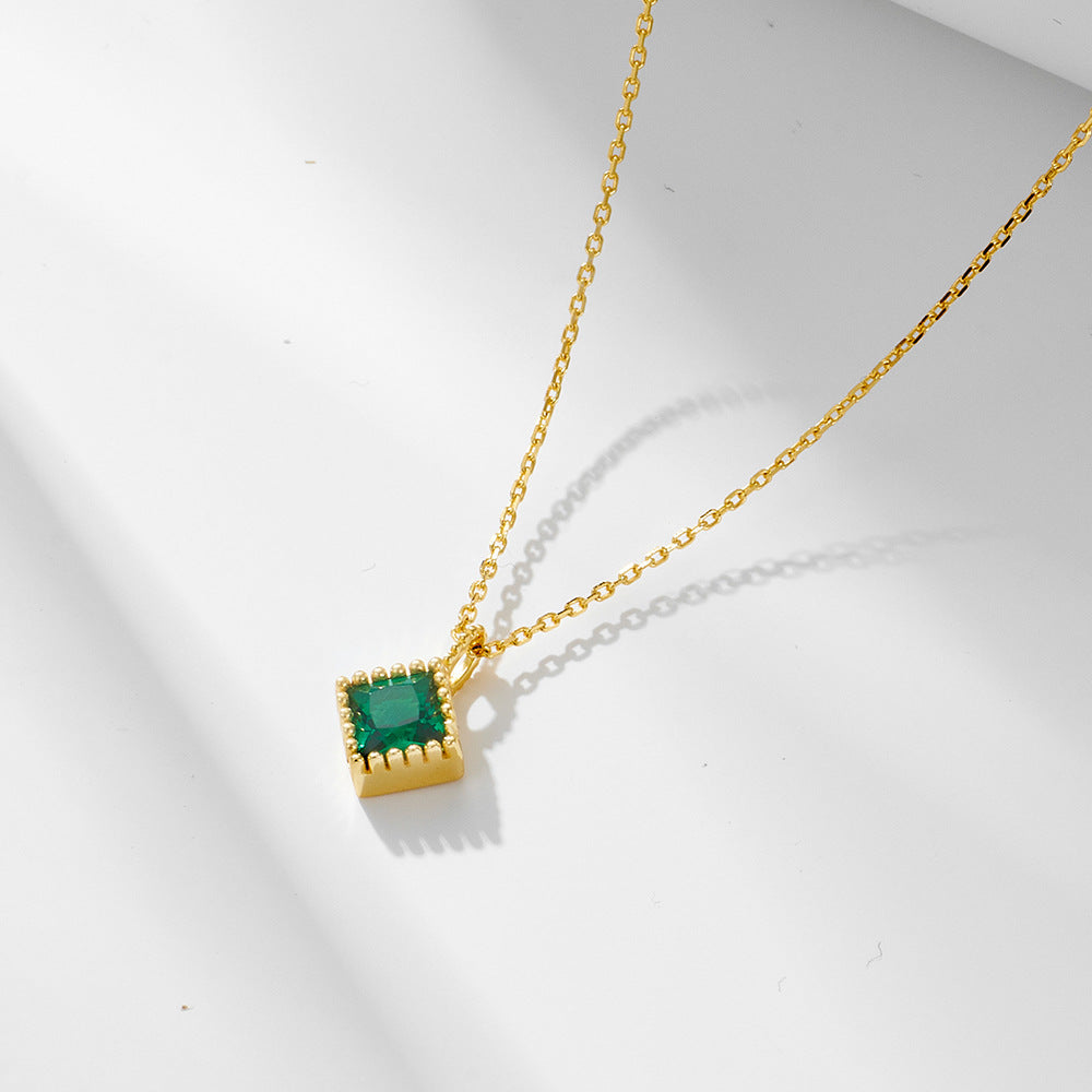 Cubic Emerald Charm Necklace