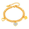 Triple Heart Charm Gold Bracelet