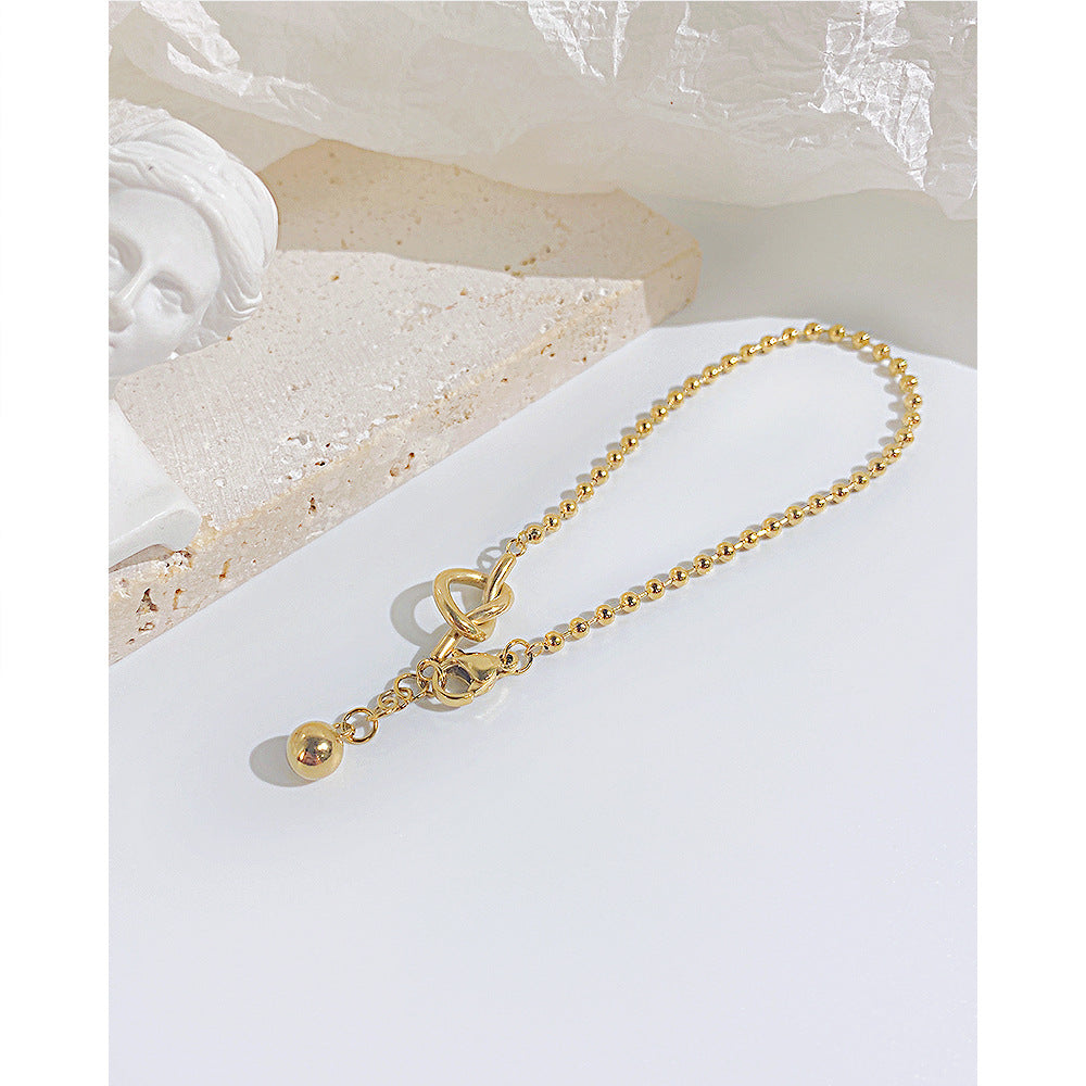 Golden Heart Necklace & Dainty Beaded Bracelet Bundle