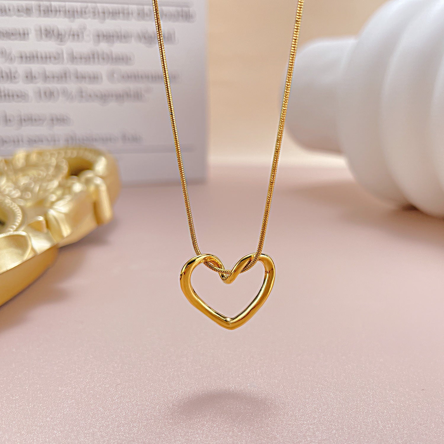 Golden Heart Necklace & Dainty Beaded Bracelet Bundle