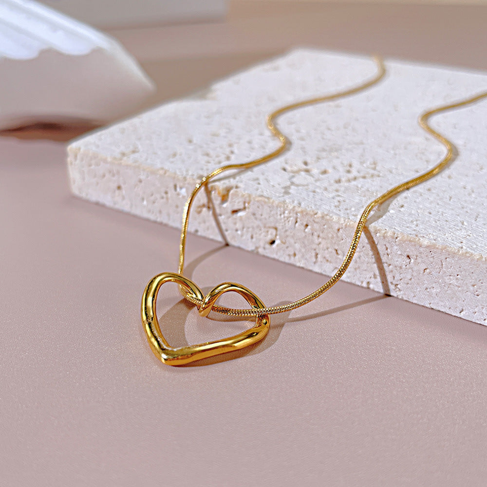 Golden Heart Necklace & Dainty Beaded Bracelet Bundle