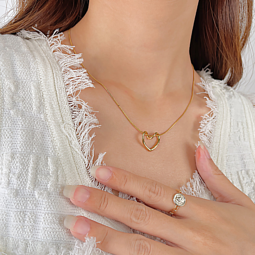 Golden Heart Necklace & Dainty Beaded Bracelet Bundle