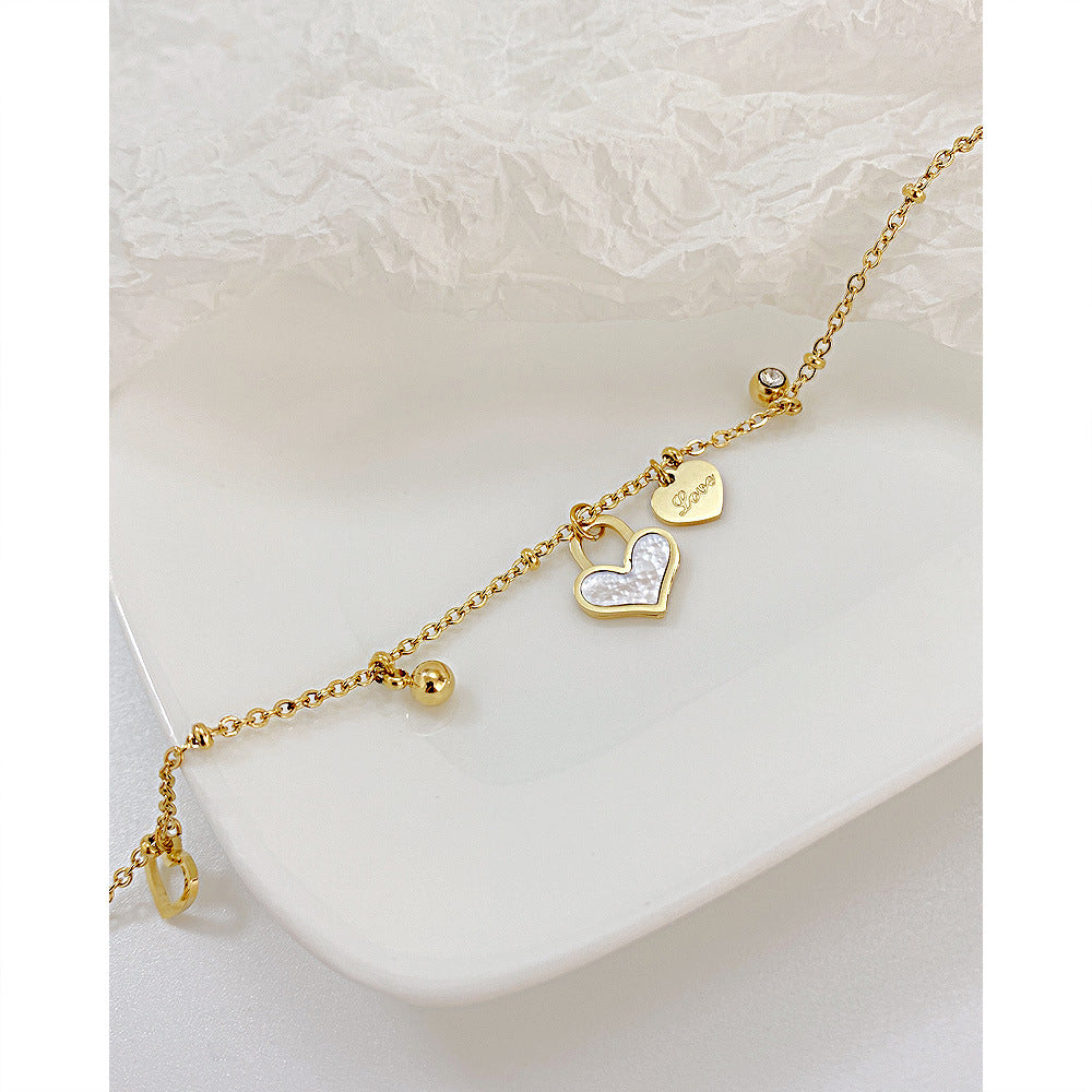 Everlasting Love Set - Heart Charm Bracelet & Crystal-Studded Necklace 💫