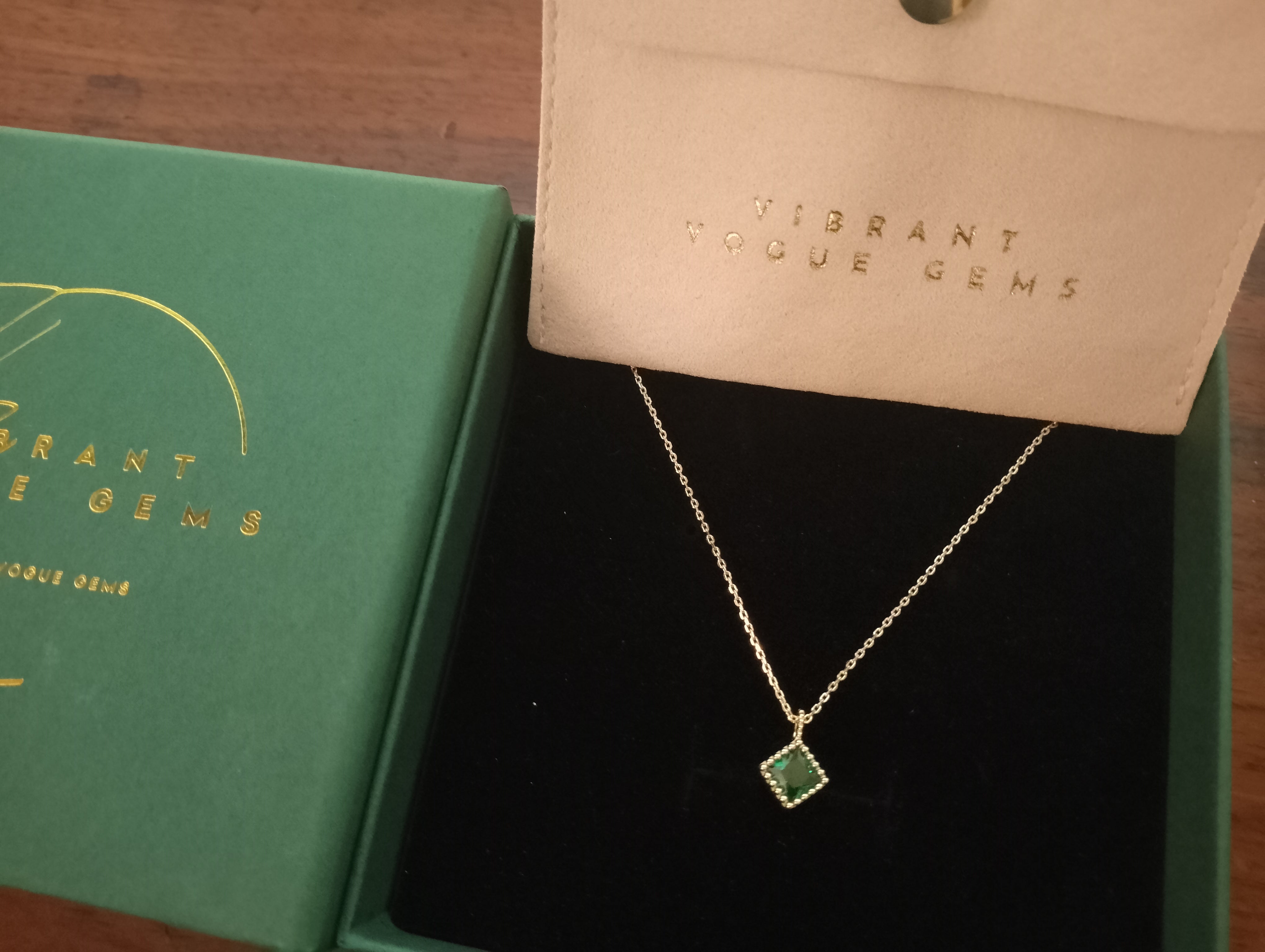 Cubic Emerald Charm Necklace