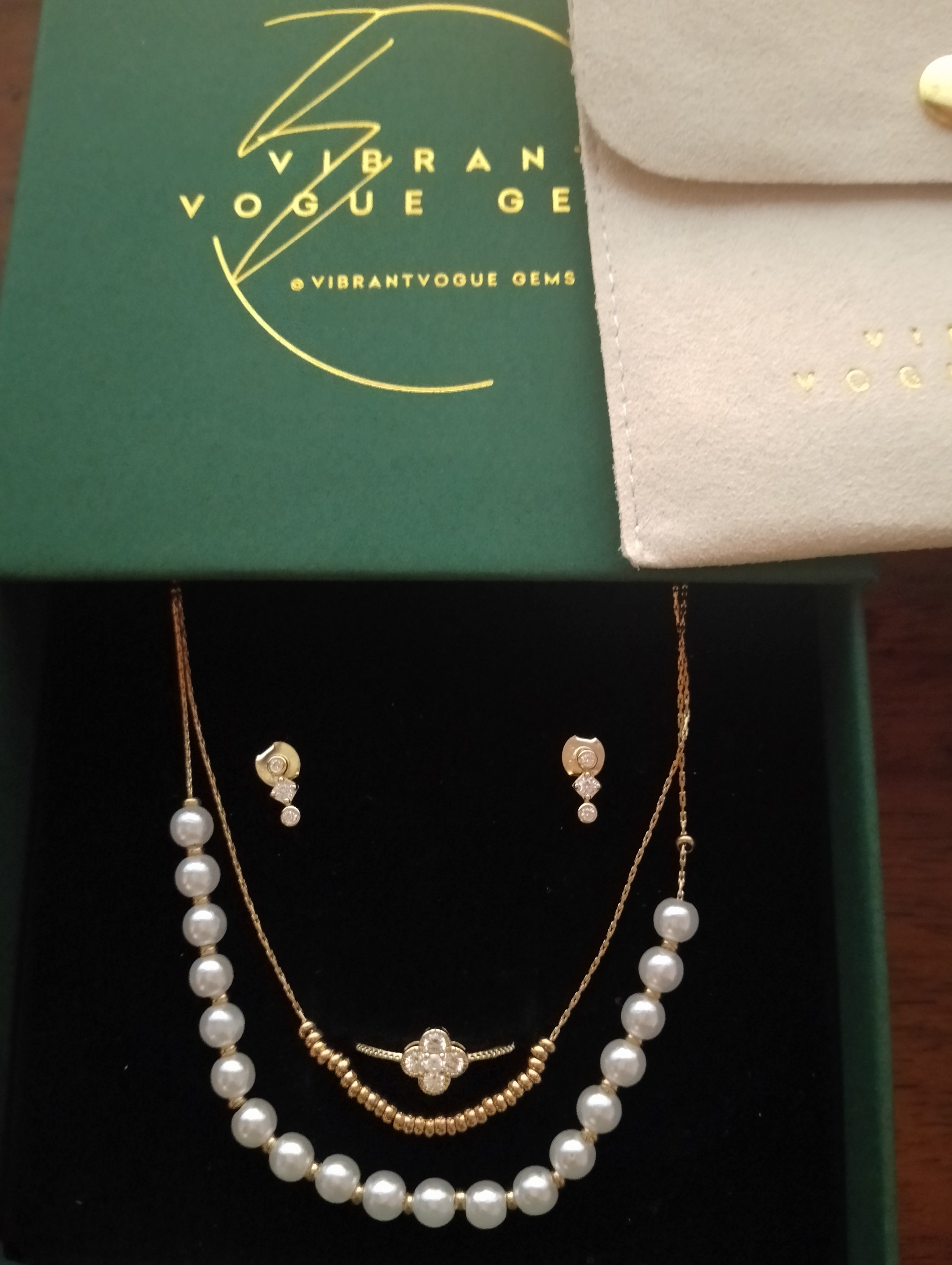 Nature's Grace Collection: Irish Leaf Elegance Ring, Pearl Elegance Necklace & Triple Pendant Radiance Earrings