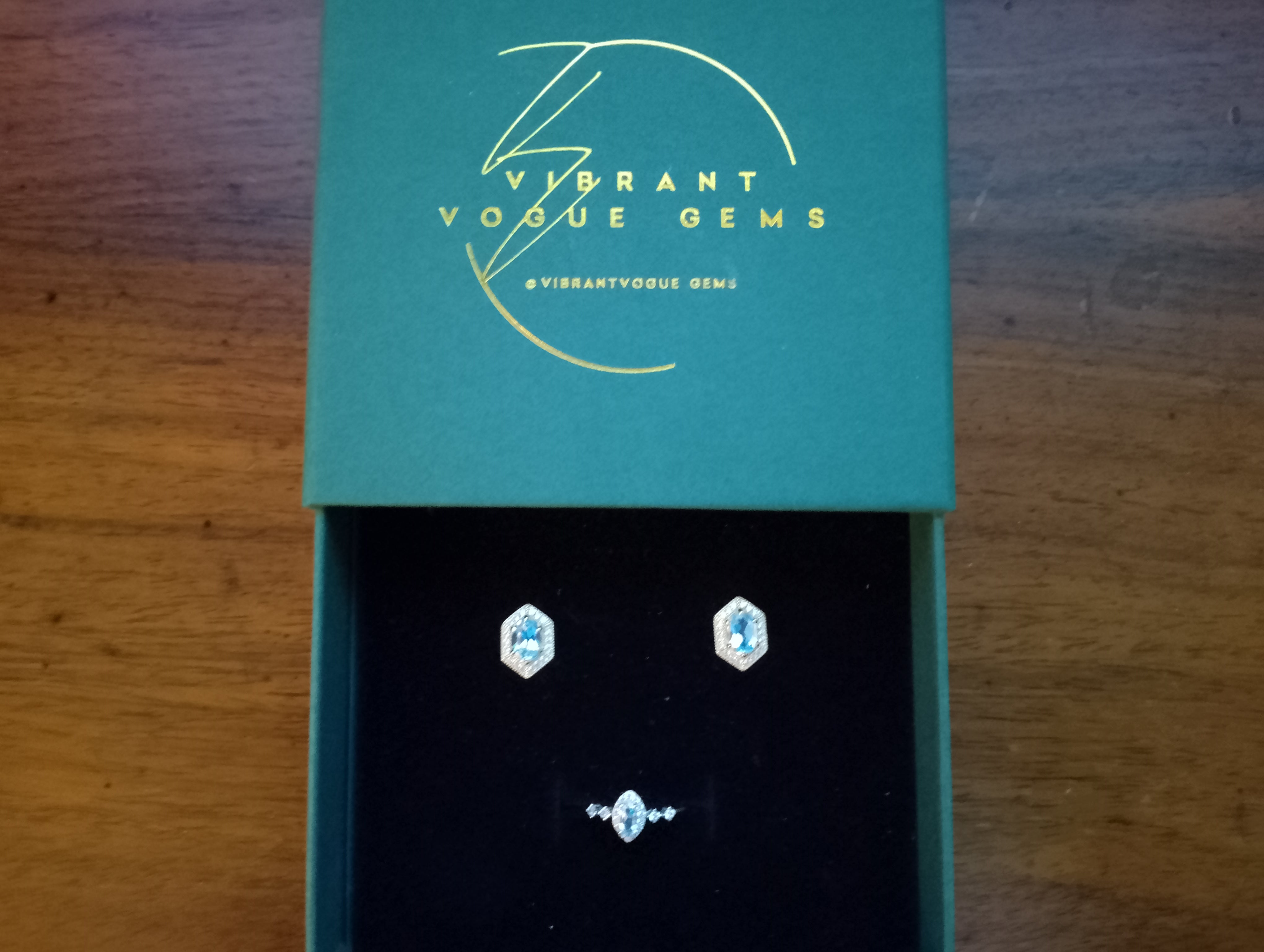 Celestial Aqua Jewelry Set – Ring & Earring Duo