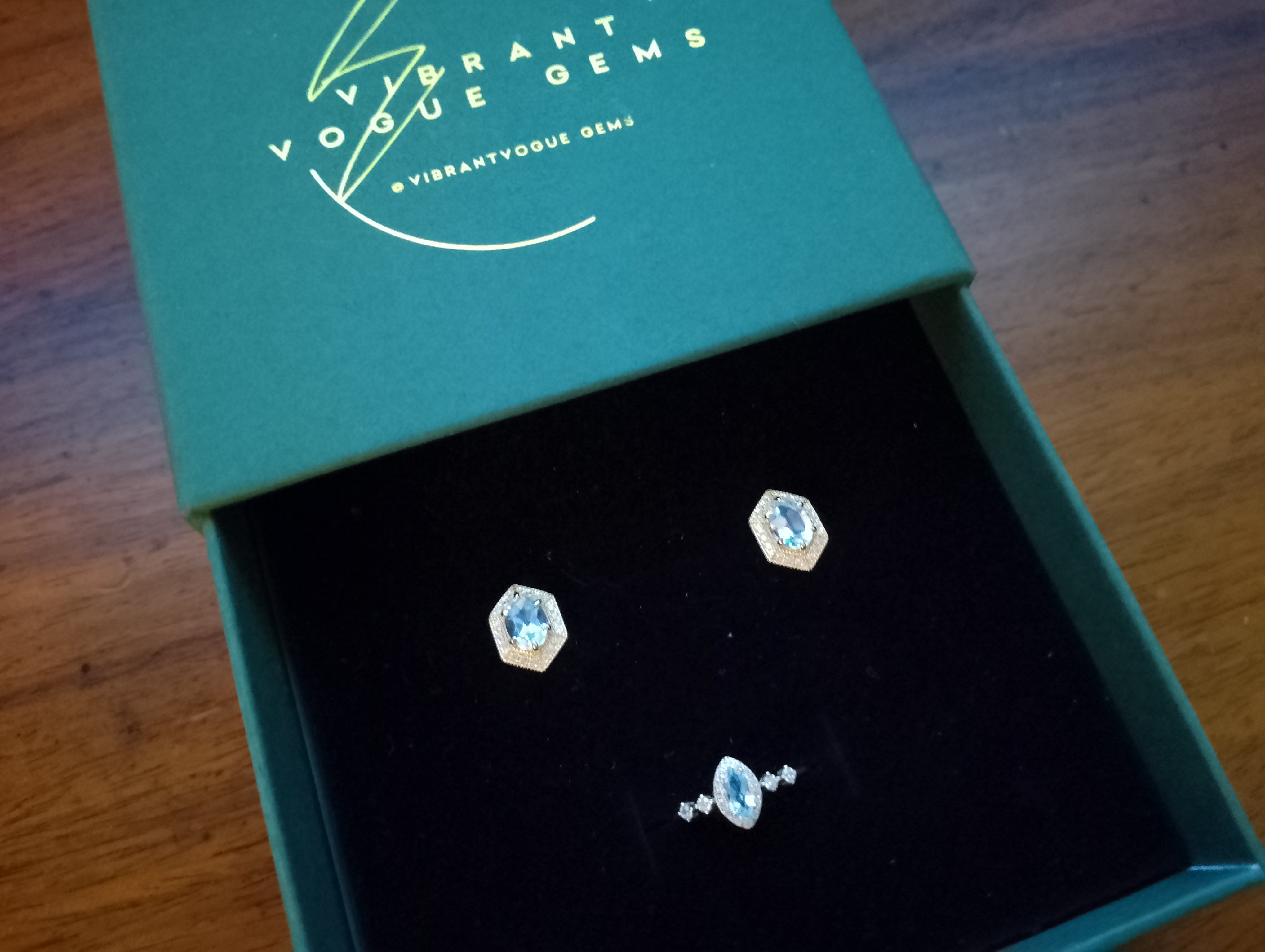 Celestial Aqua Jewelry Set – Ring & Earring Duo