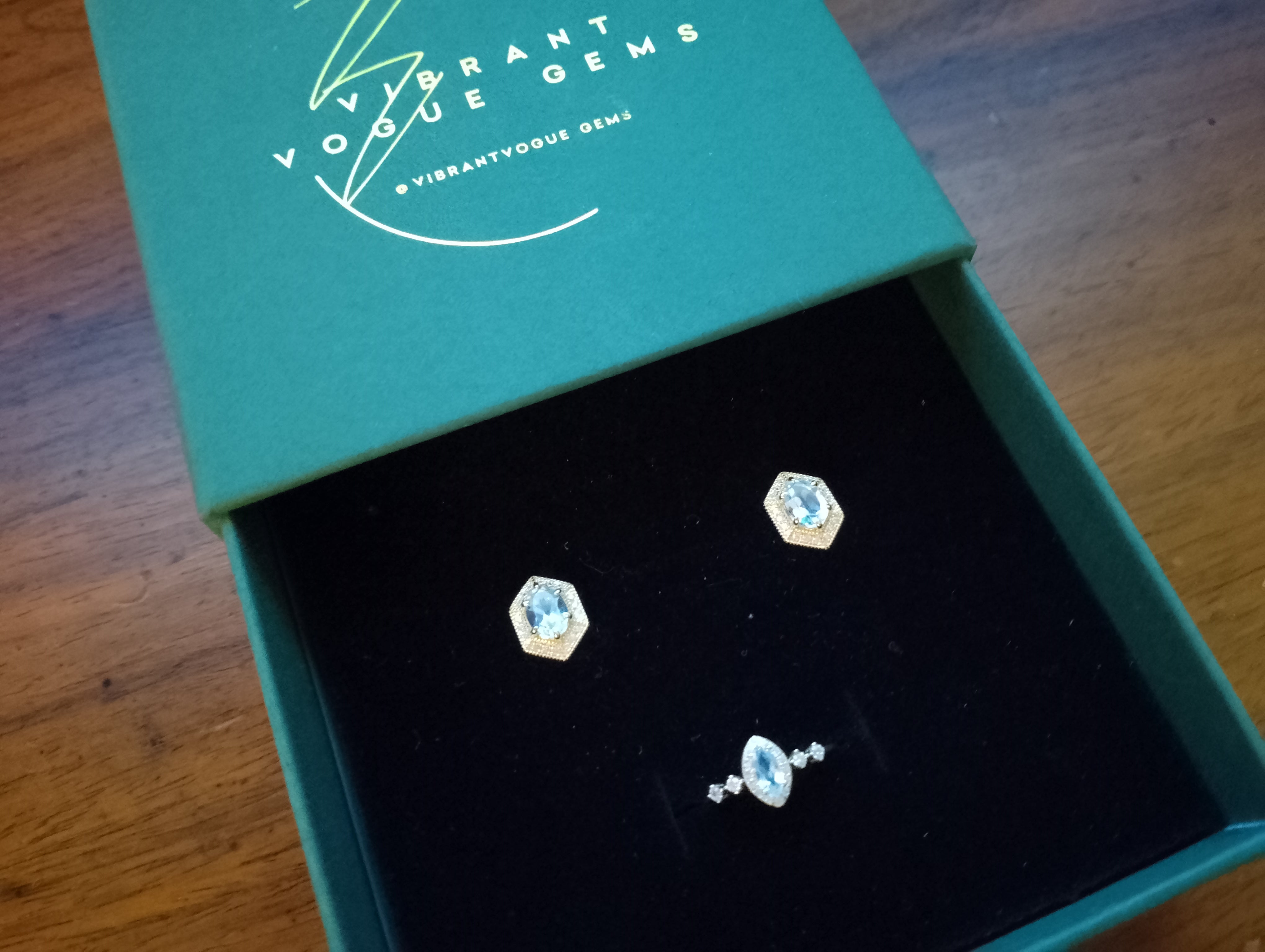 Celestial Aqua Jewelry Set – Ring & Earring Duo