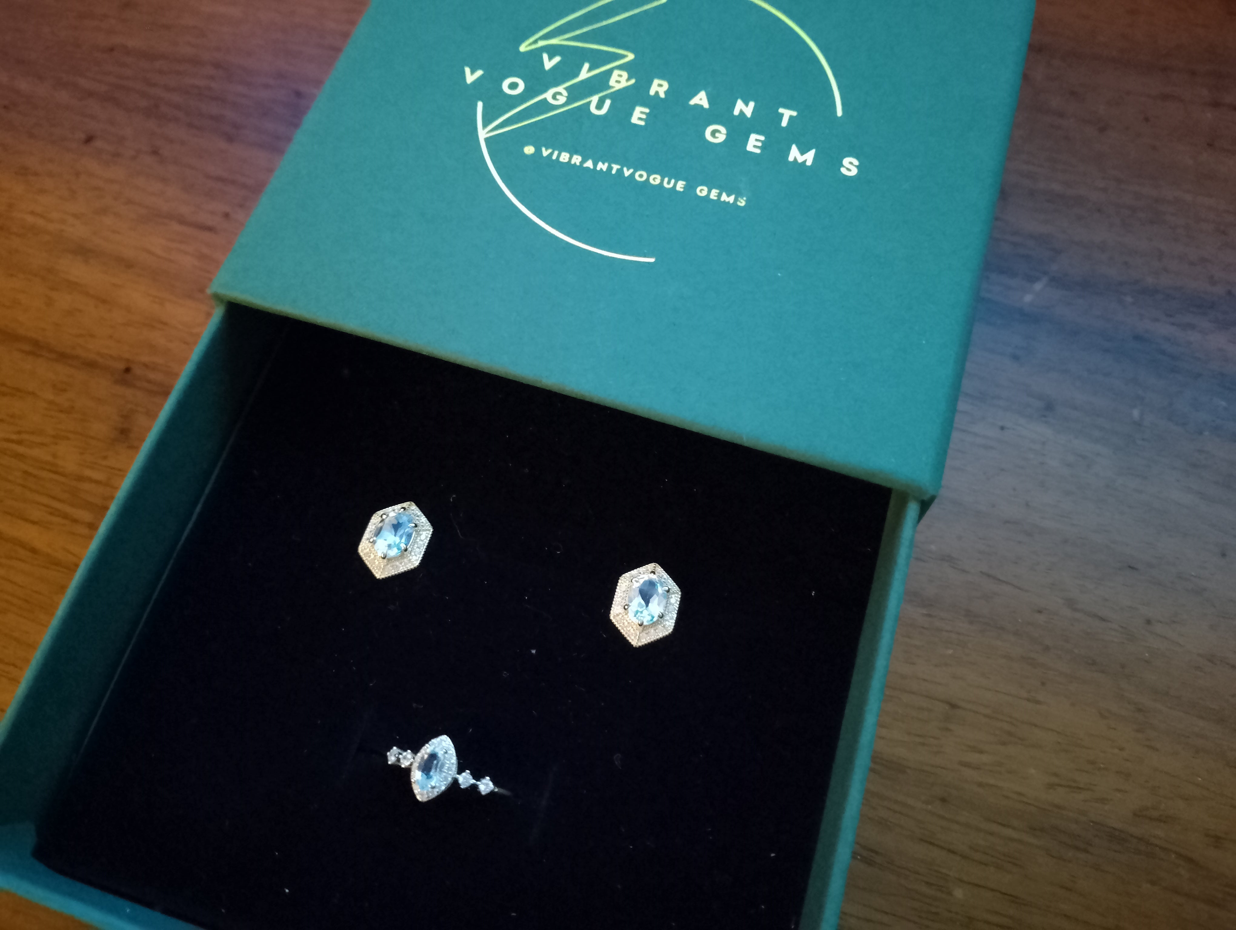 Celestial Aqua Jewelry Set – Ring & Earring Duo