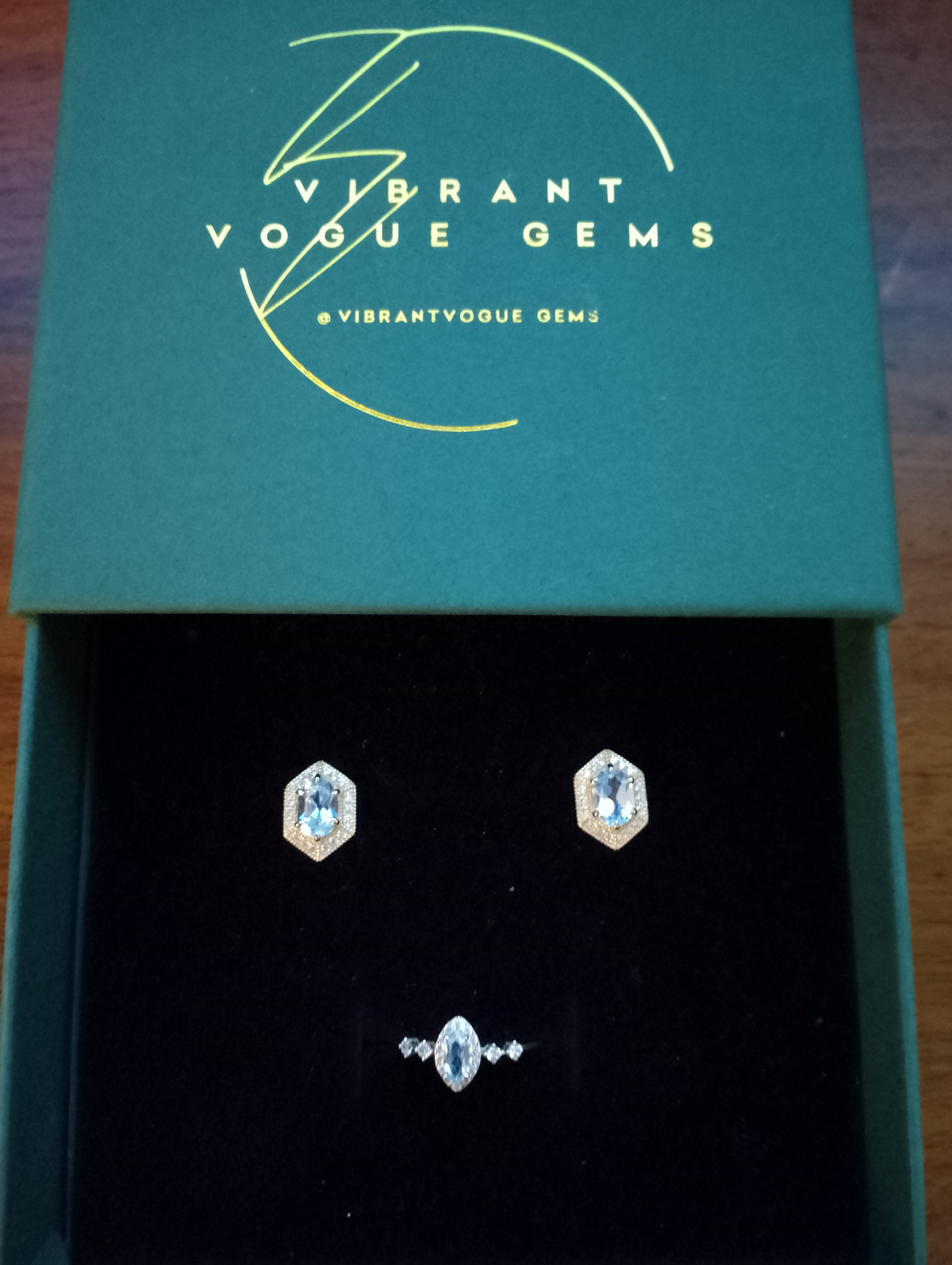 Celestial Aqua Jewelry Set – Ring & Earring Duo