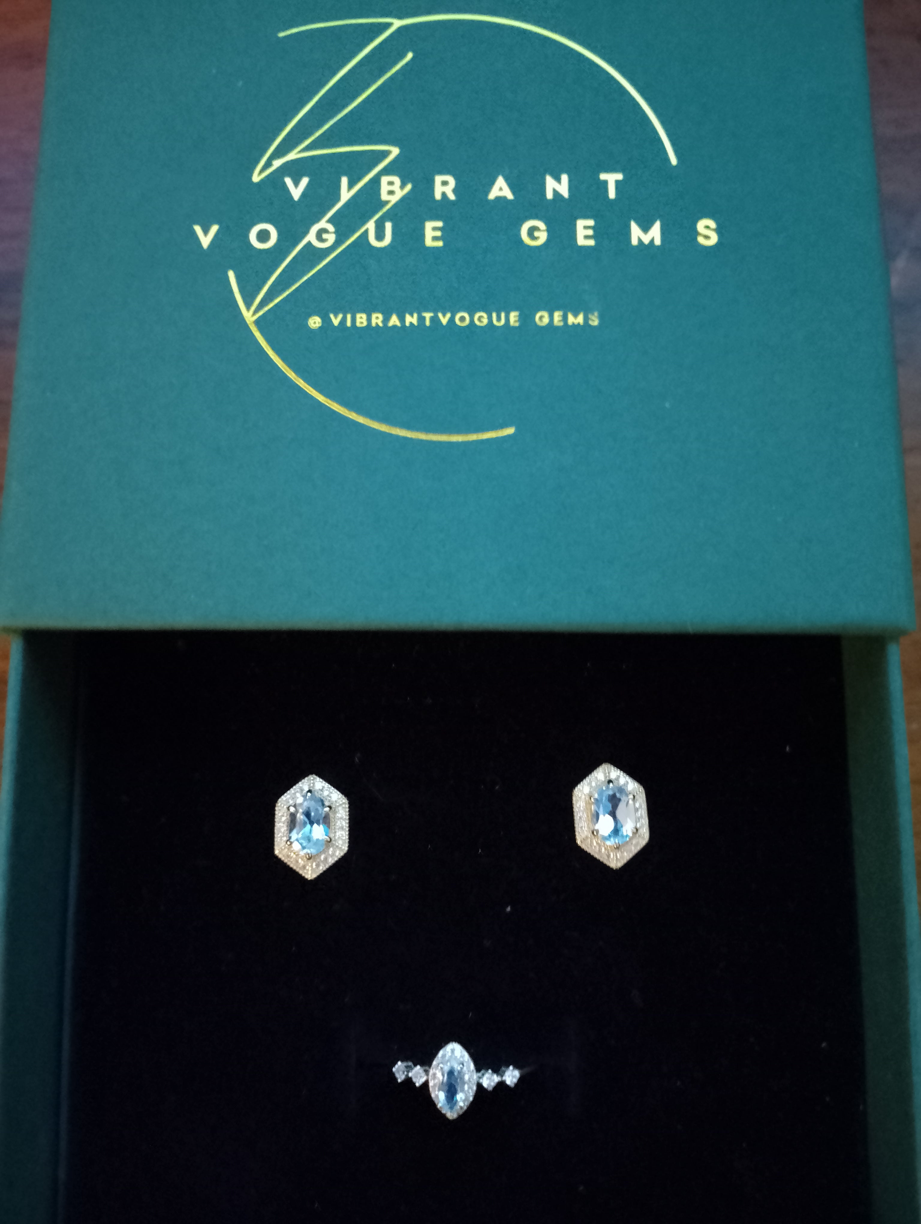 Celestial Aqua Jewelry Set – Ring & Earring Duo