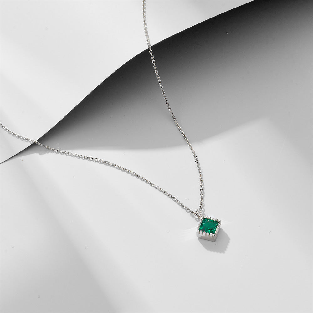 Cubic Emerald Charm Necklace