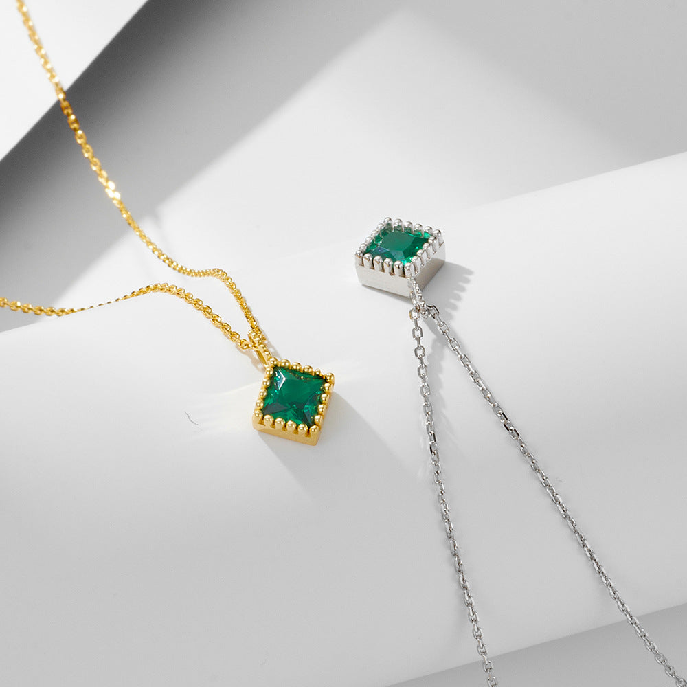 Cubic Emerald Charm Necklace