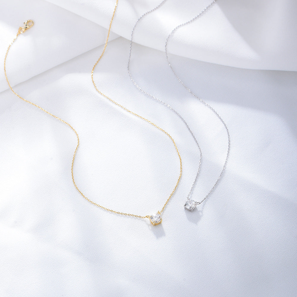 Radiant Glow Ensemble: Solitaire Necklace & Triple Radiance Gold Ring Bundle